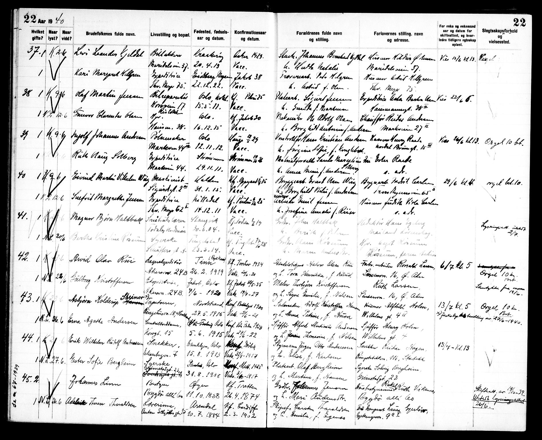 Jakob prestekontor Kirkebøker, AV/SAO-A-10850/H/Ha/L0002: Banns register no. 2, 1917-1952, p. 22