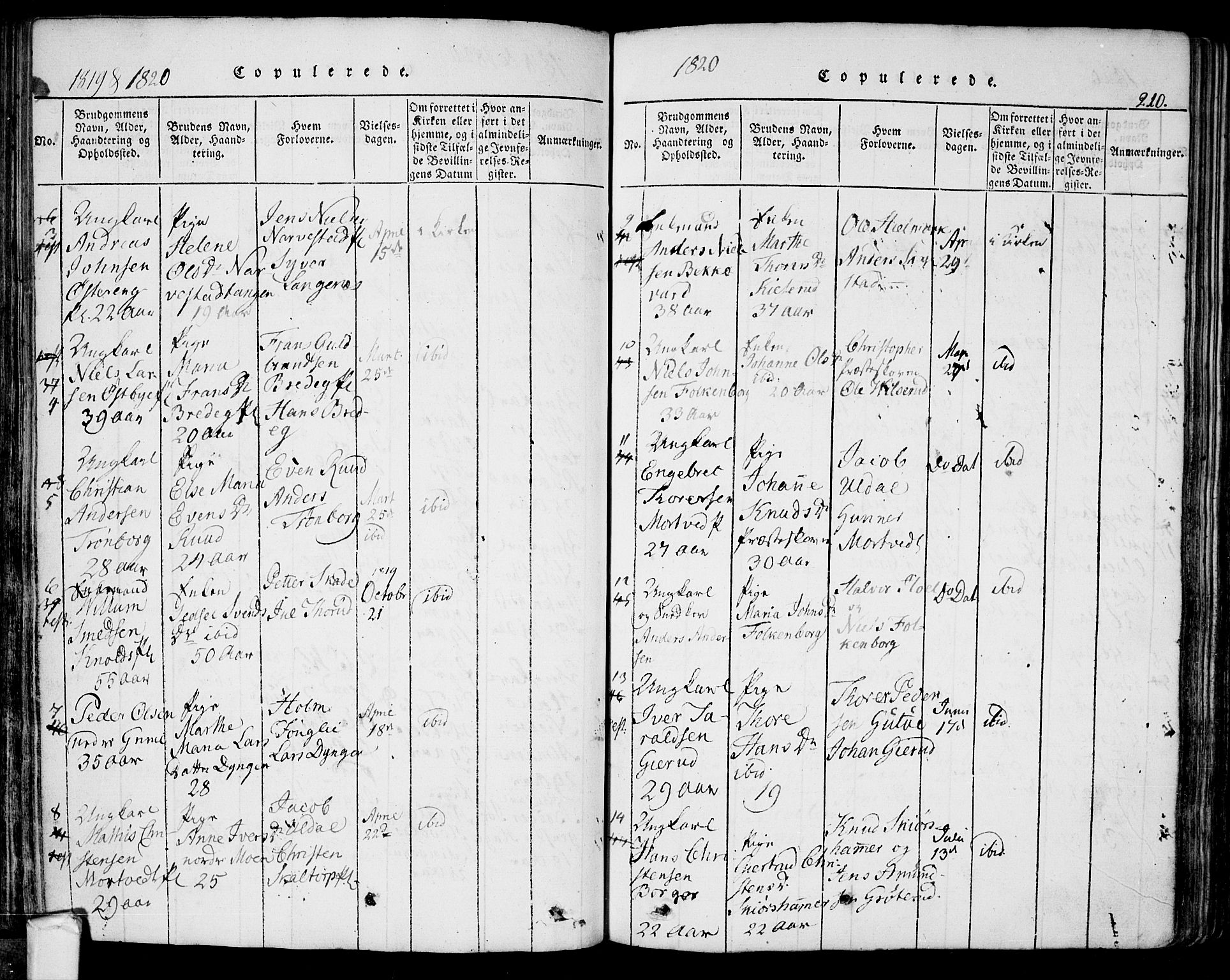 Eidsberg prestekontor Kirkebøker, SAO/A-10905/F/Fa/L0007: Parish register (official) no. I 7, 1814-1832, p. 210