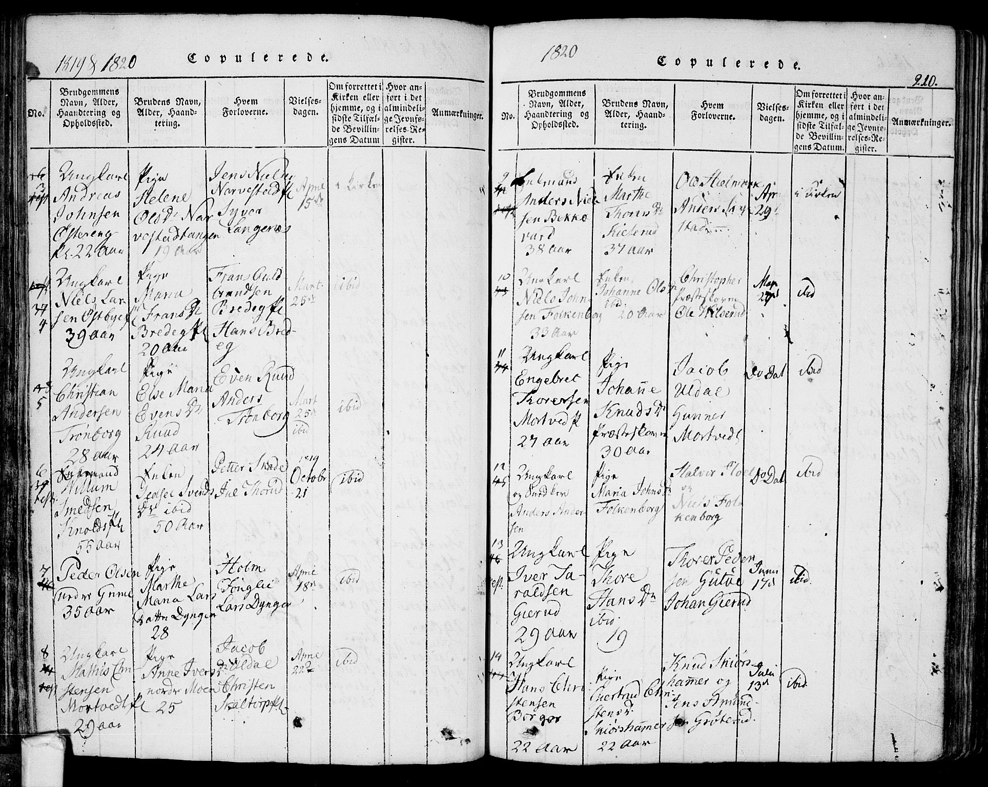 Eidsberg prestekontor Kirkebøker, AV/SAO-A-10905/F/Fa/L0007: Parish register (official) no. I 7, 1814-1832, p. 210