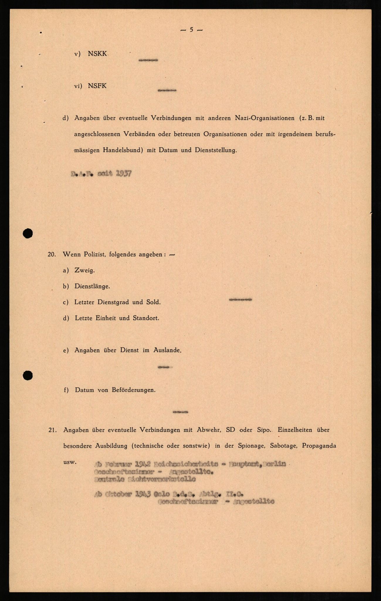 Forsvaret, Forsvarets overkommando II, AV/RA-RAFA-3915/D/Db/L0010: CI Questionaires. Tyske okkupasjonsstyrker i Norge. Tyskere., 1945-1946, p. 285