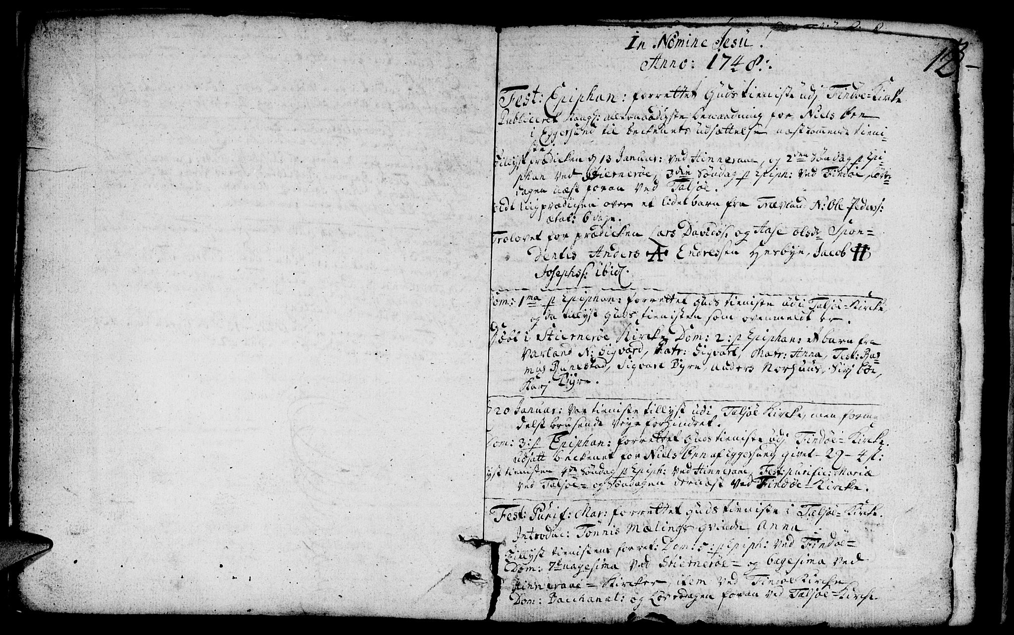 Finnøy sokneprestkontor, SAST/A-101825/H/Ha/Haa/L0004: Parish register (official) no. A 4, 1746-1772, p. 12