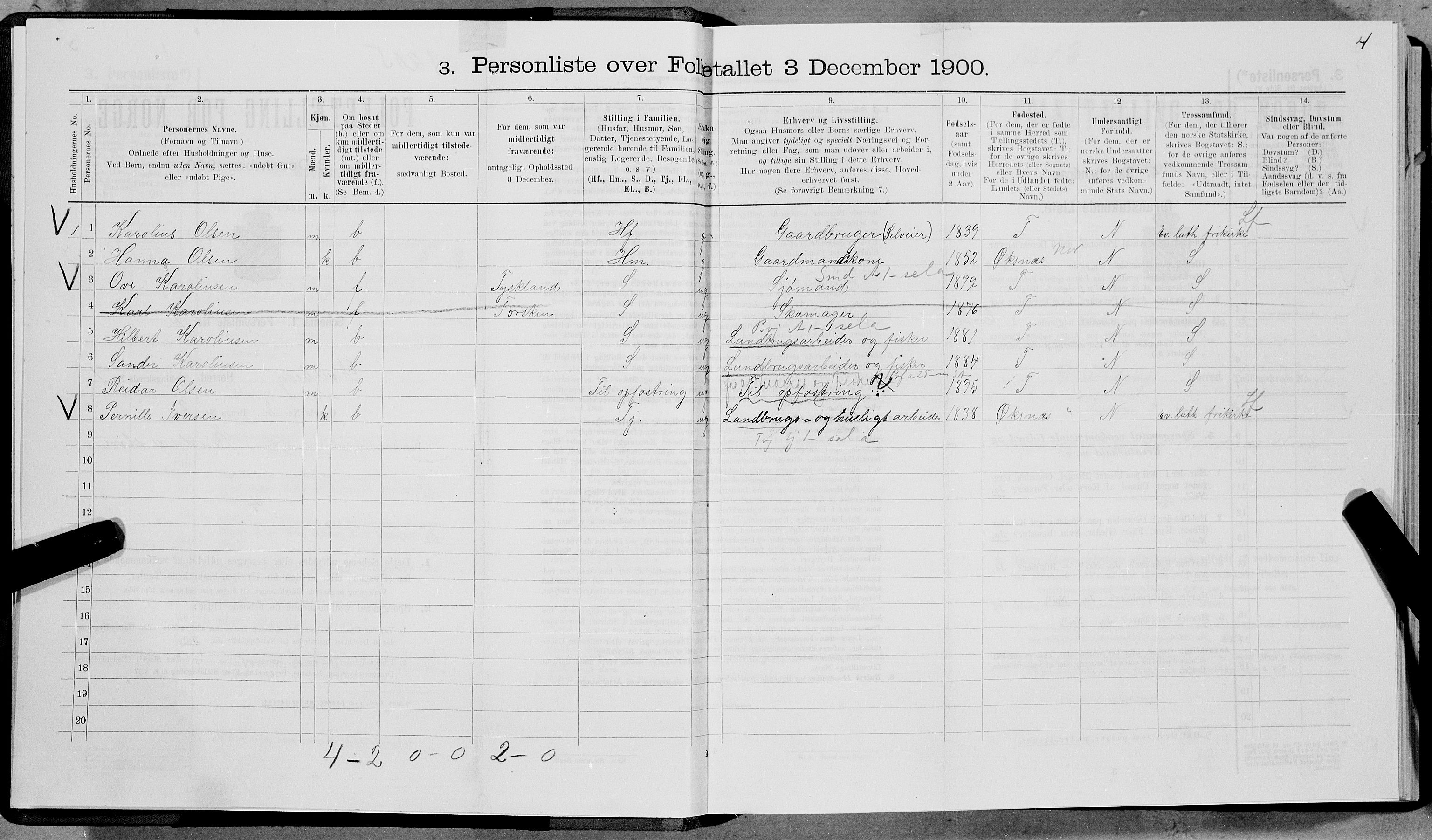 SAT, 1900 census for Dverberg, 1900, p. 35