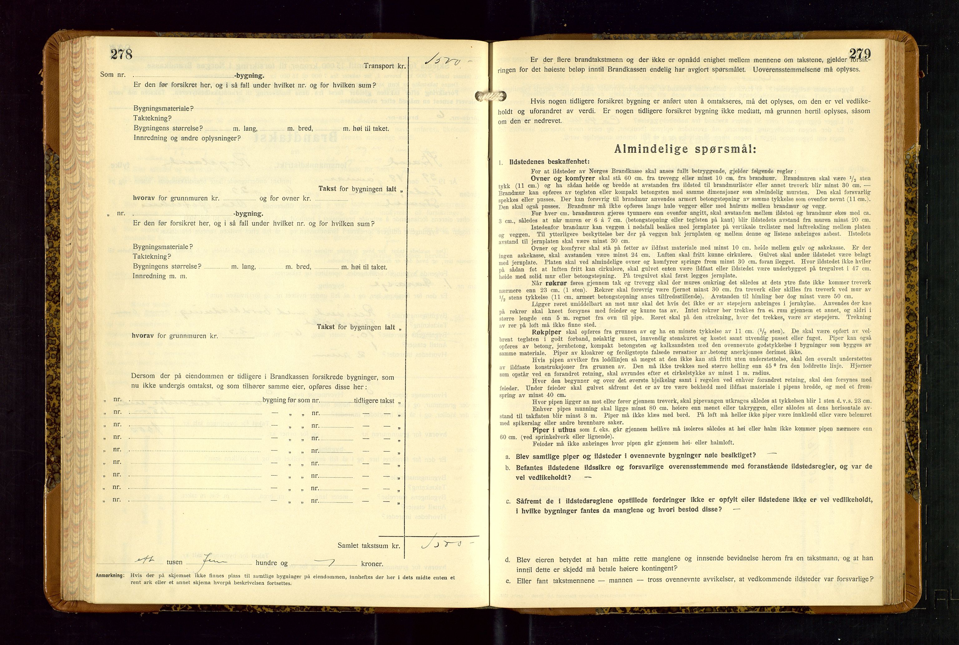 Strand og Forsand lensmannskontor, AV/SAST-A-100451/Gob/L0001: Branntakstprotokoll, 1935-1942, p. 278-279