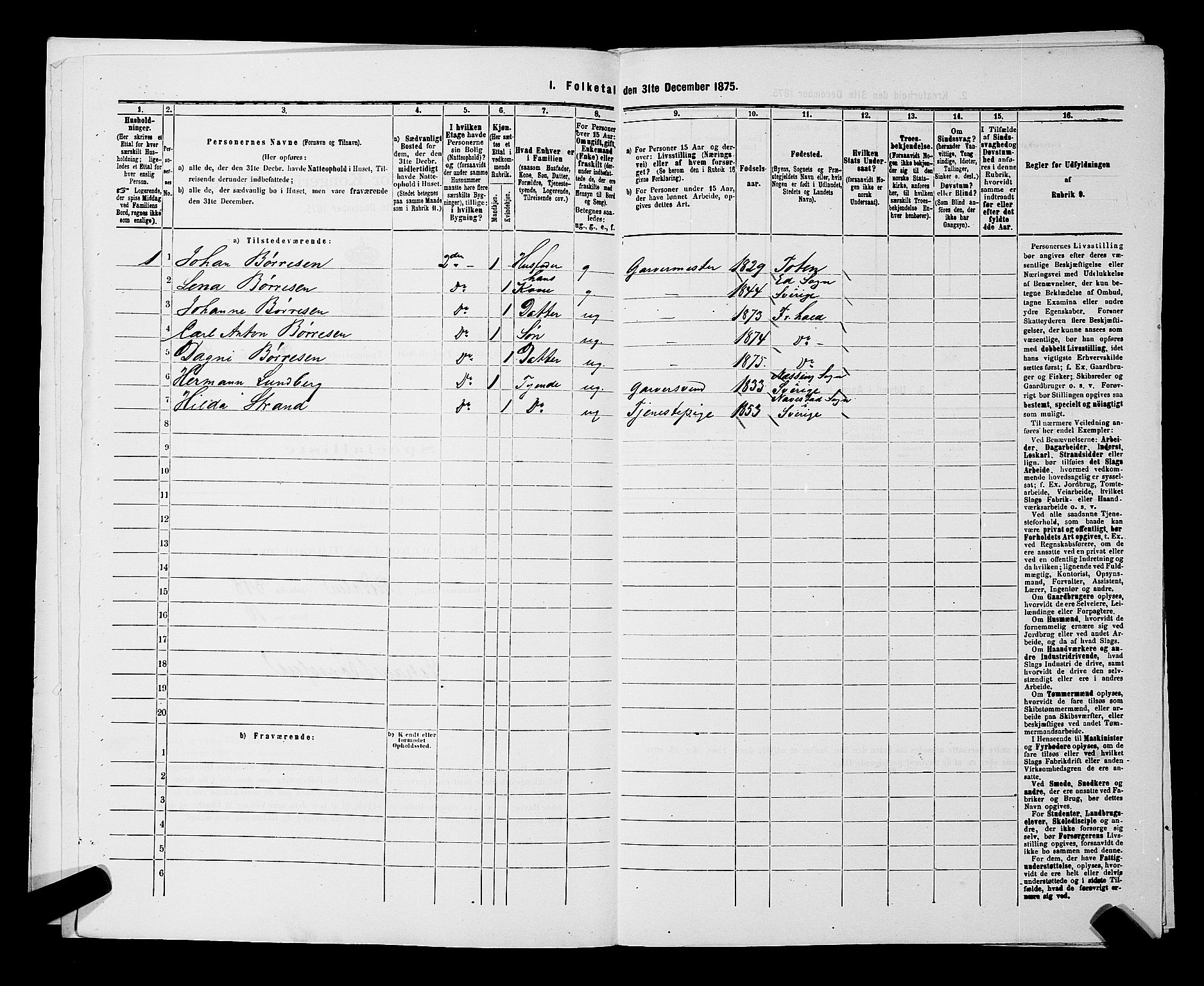 RA, 1875 census for 0101P Fredrikshald, 1875, p. 1257