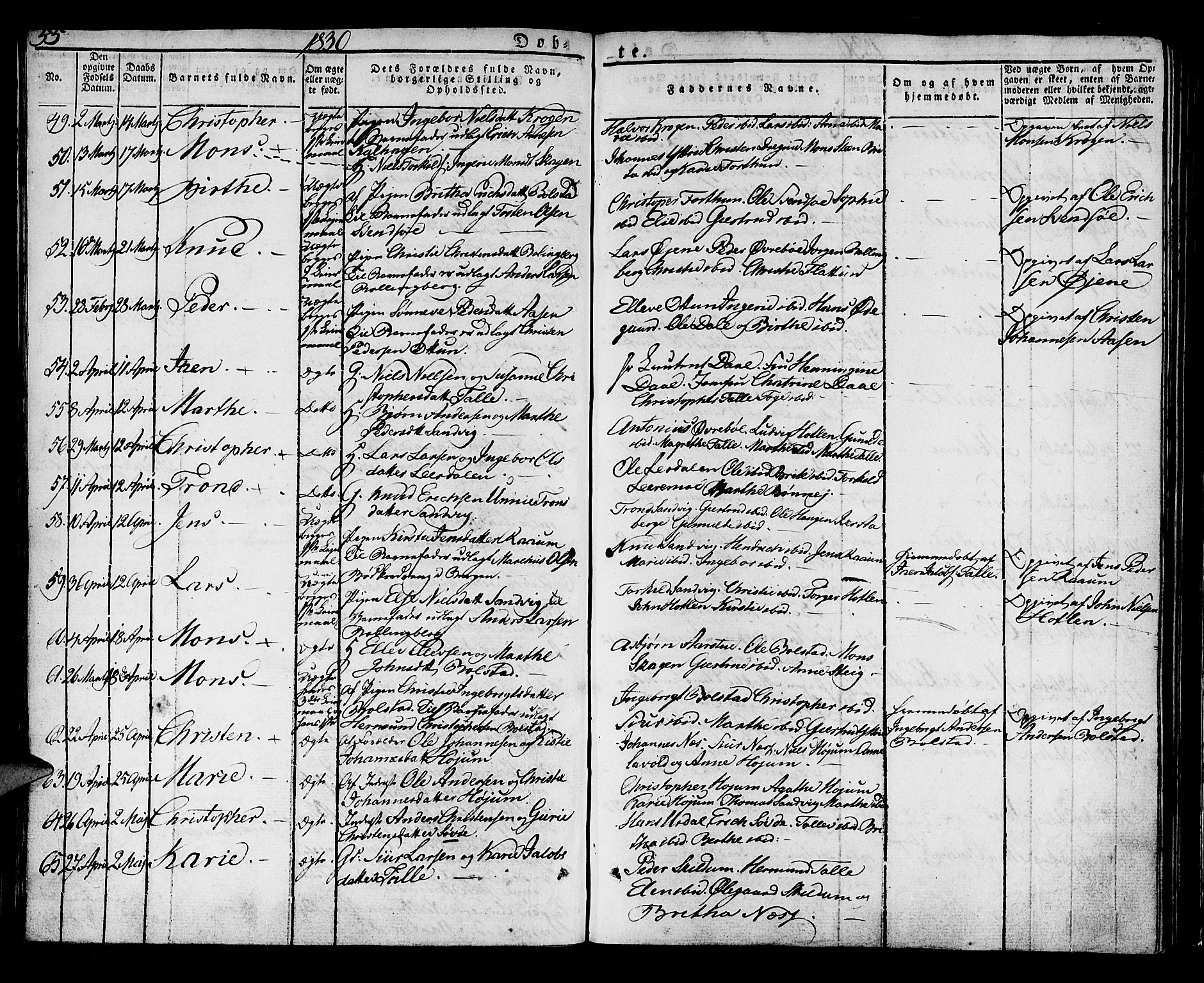 Luster sokneprestembete, SAB/A-81101/H/Haa/Haaa/L0004: Parish register (official) no. A 4, 1821-1832, p. 55