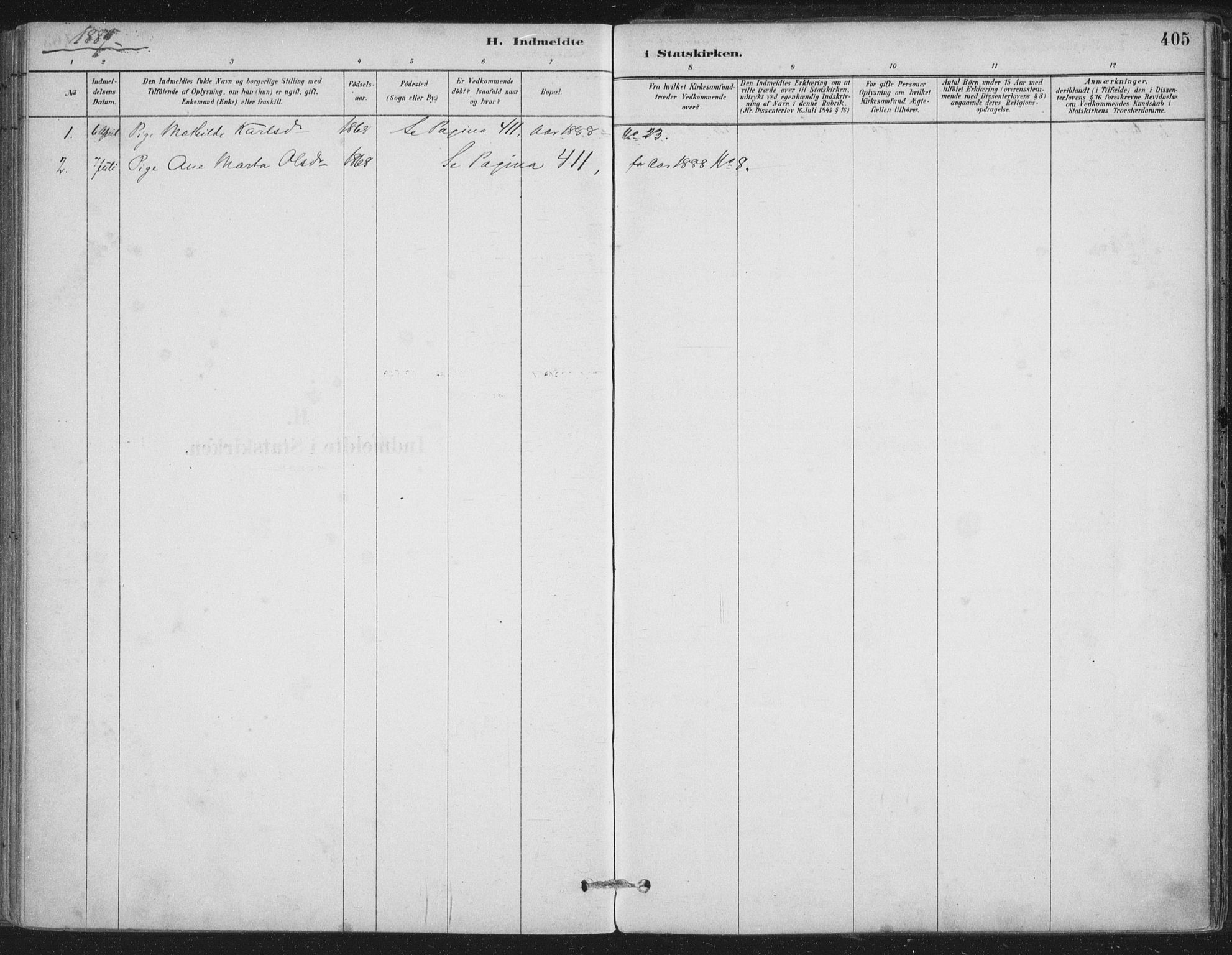 Ministerialprotokoller, klokkerbøker og fødselsregistre - Nordland, SAT/A-1459/888/L1244: Parish register (official) no. 888A10, 1880-1890, p. 405