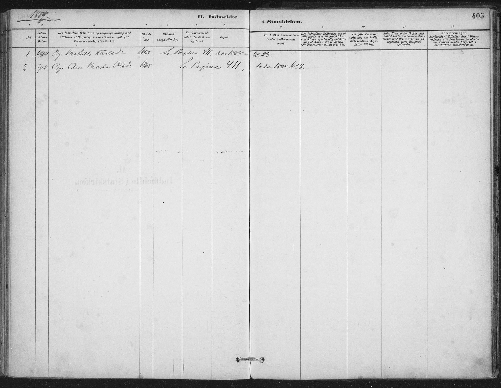 Ministerialprotokoller, klokkerbøker og fødselsregistre - Nordland, AV/SAT-A-1459/888/L1244: Parish register (official) no. 888A10, 1880-1890, p. 405