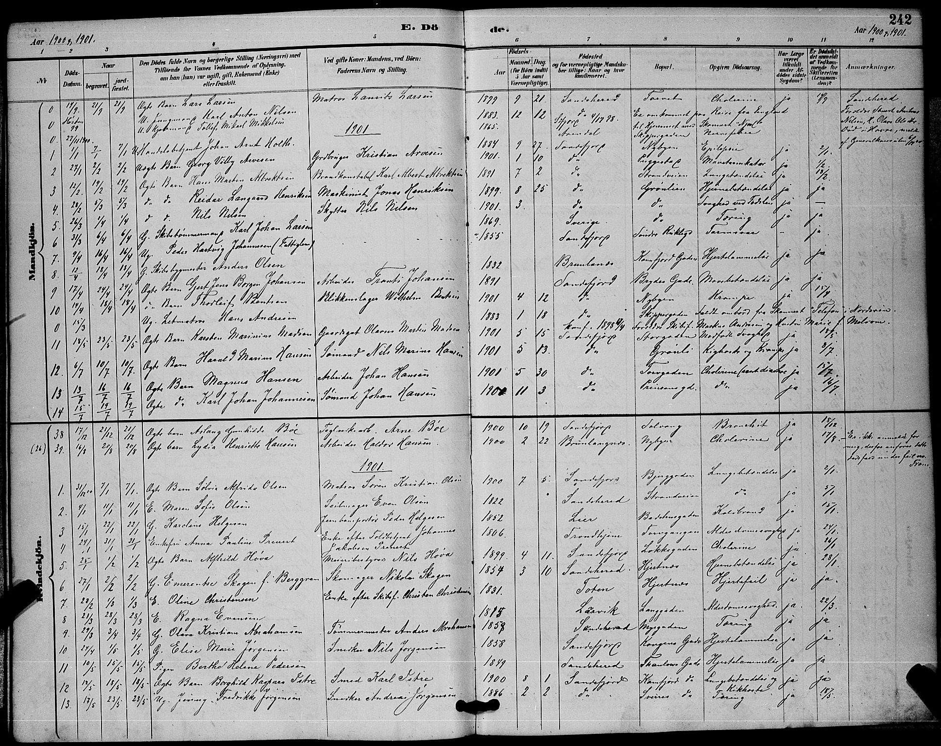 Sandefjord kirkebøker, SAKO/A-315/G/Ga/L0001: Parish register (copy) no. 1, 1885-1903, p. 242