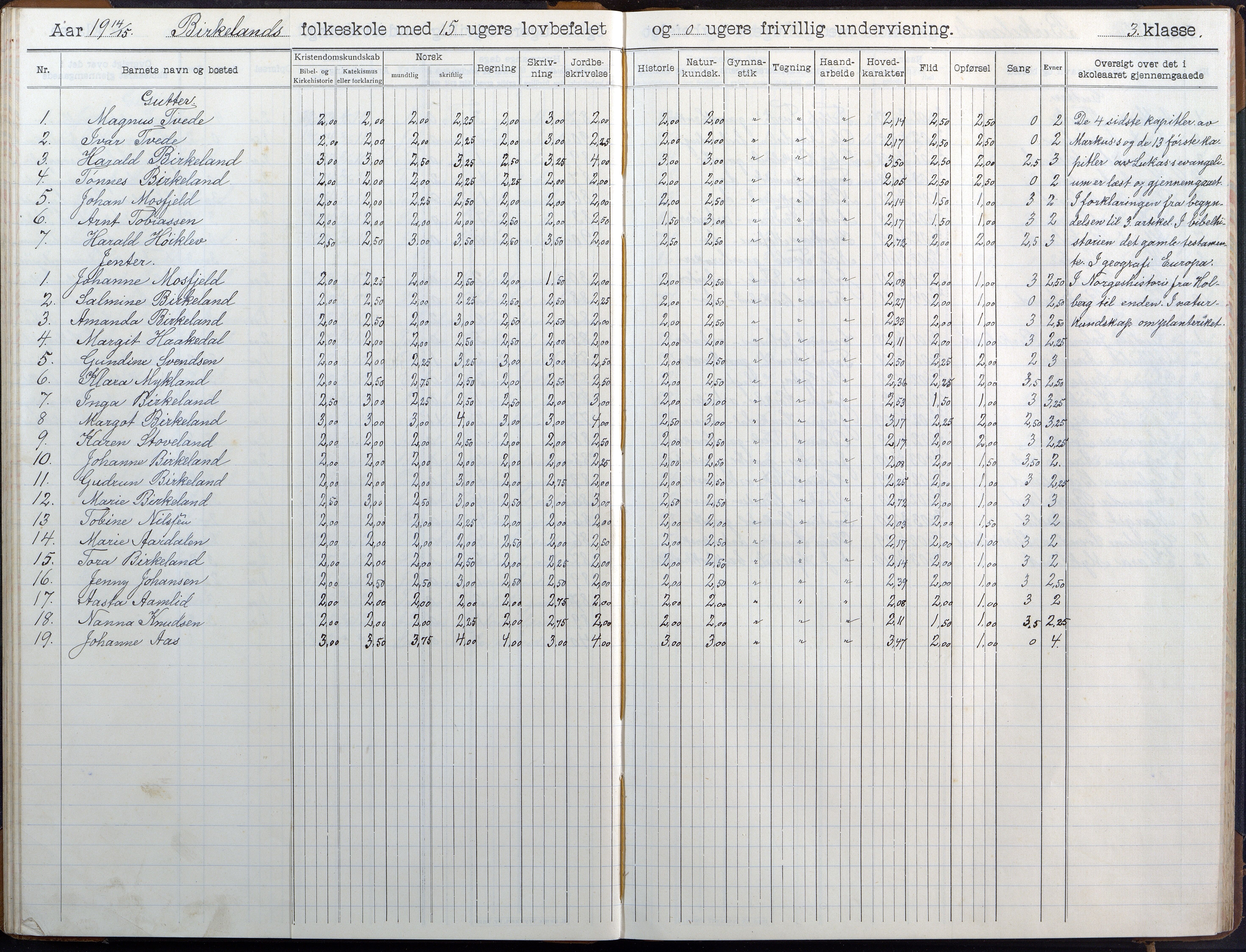 Birkenes kommune, Birkenes krets/Birkeland folkeskole frem til 1991, AAKS/KA0928-550a_91/F02/L0007: Skoleprotokoll, 1907-1931