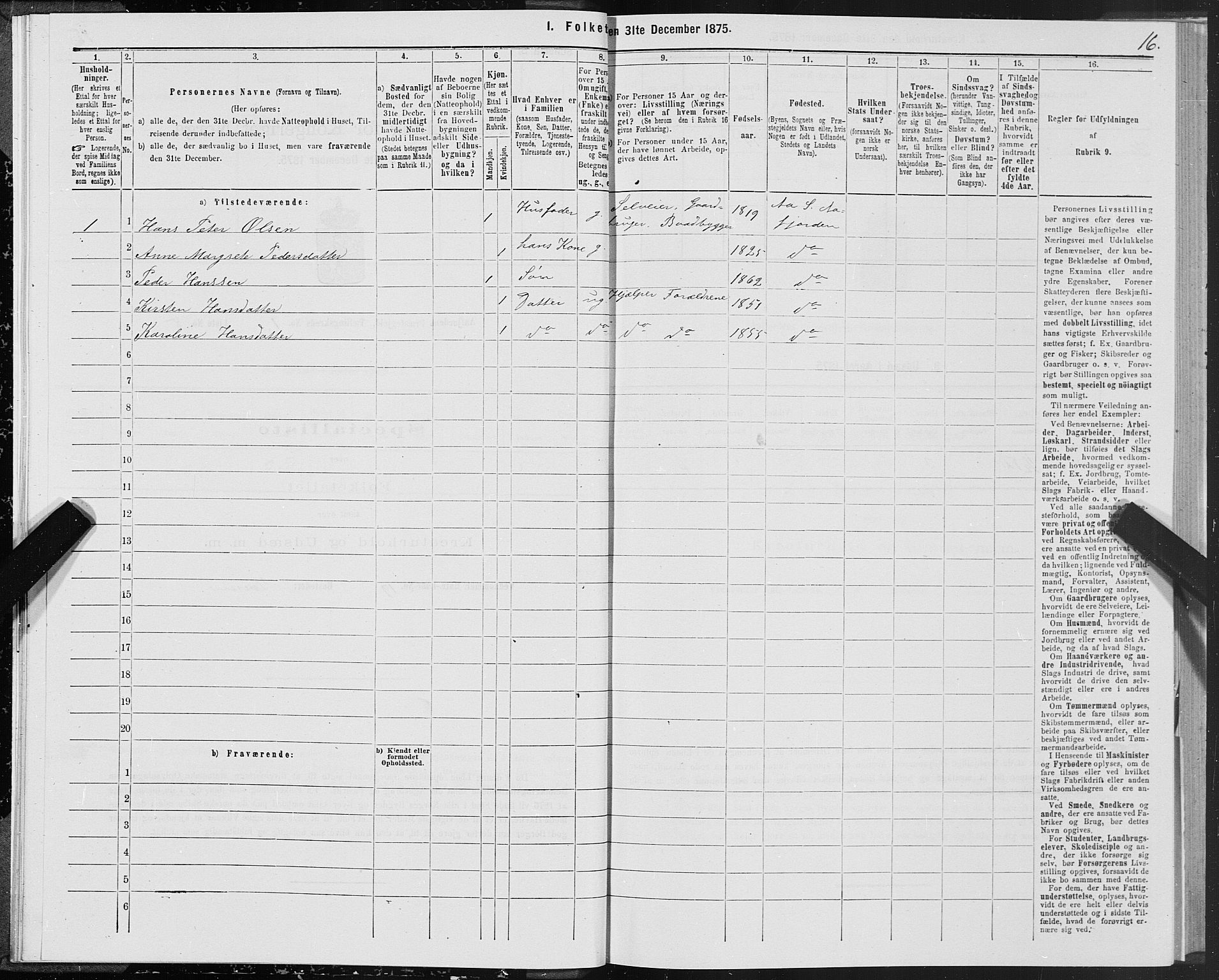 SAT, 1875 census for 1630P Aafjorden, 1875, p. 1016