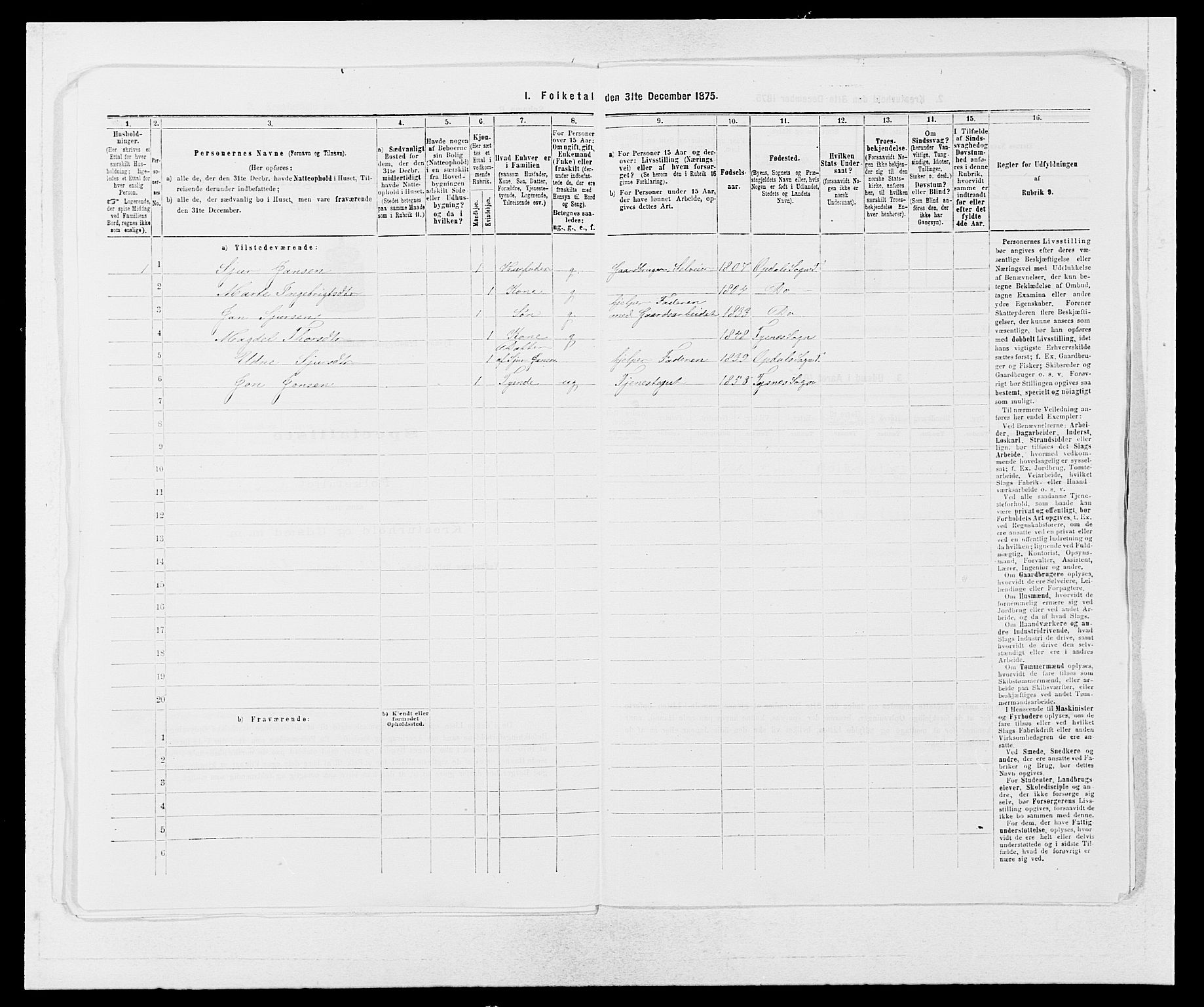 SAB, 1875 census for 1223P Tysnes, 1875, p. 639