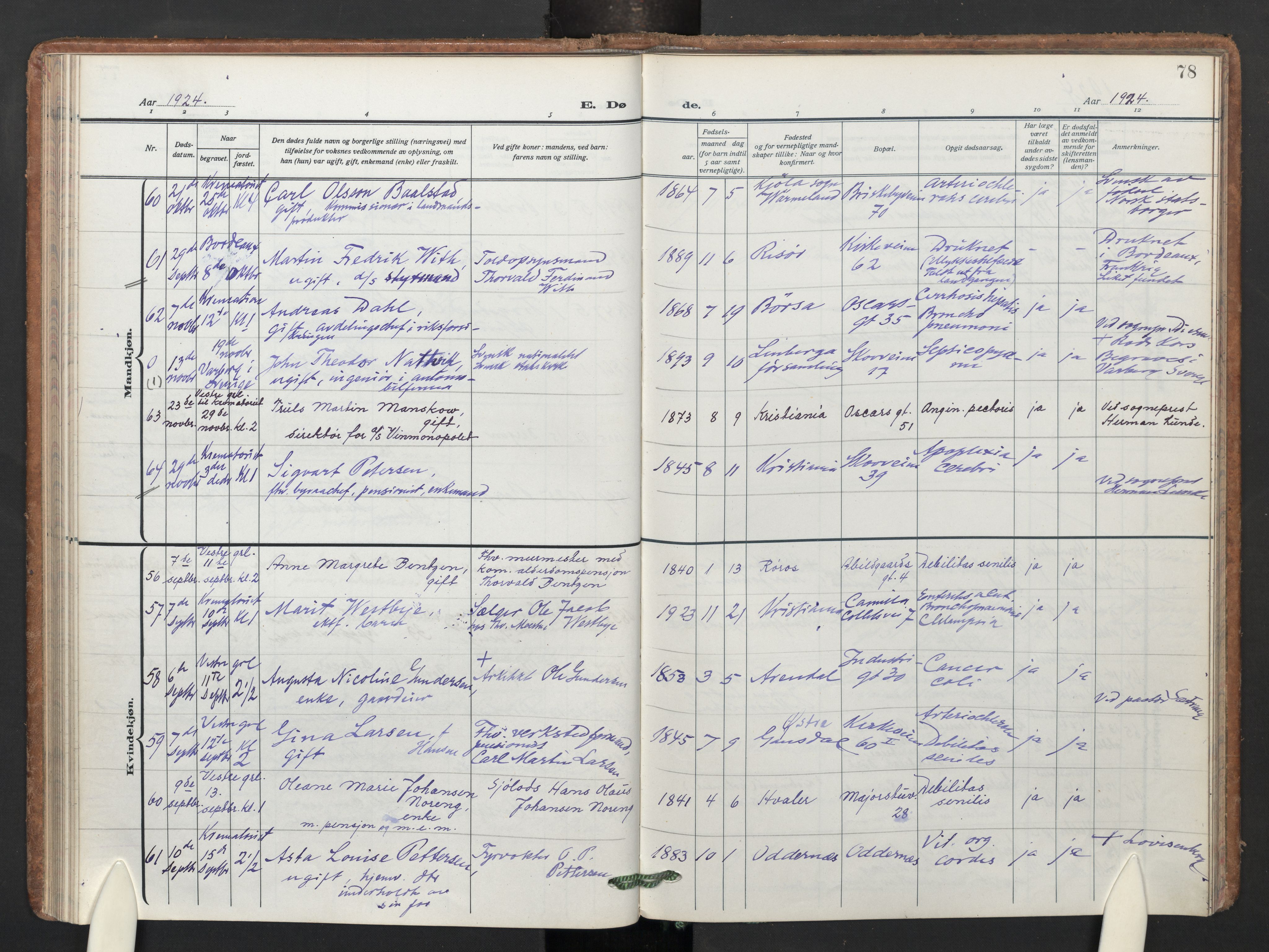 Uranienborg prestekontor Kirkebøker, AV/SAO-A-10877/F/Fa/L0013: Parish register (official) no. I 13, 1919-1954, p. 78