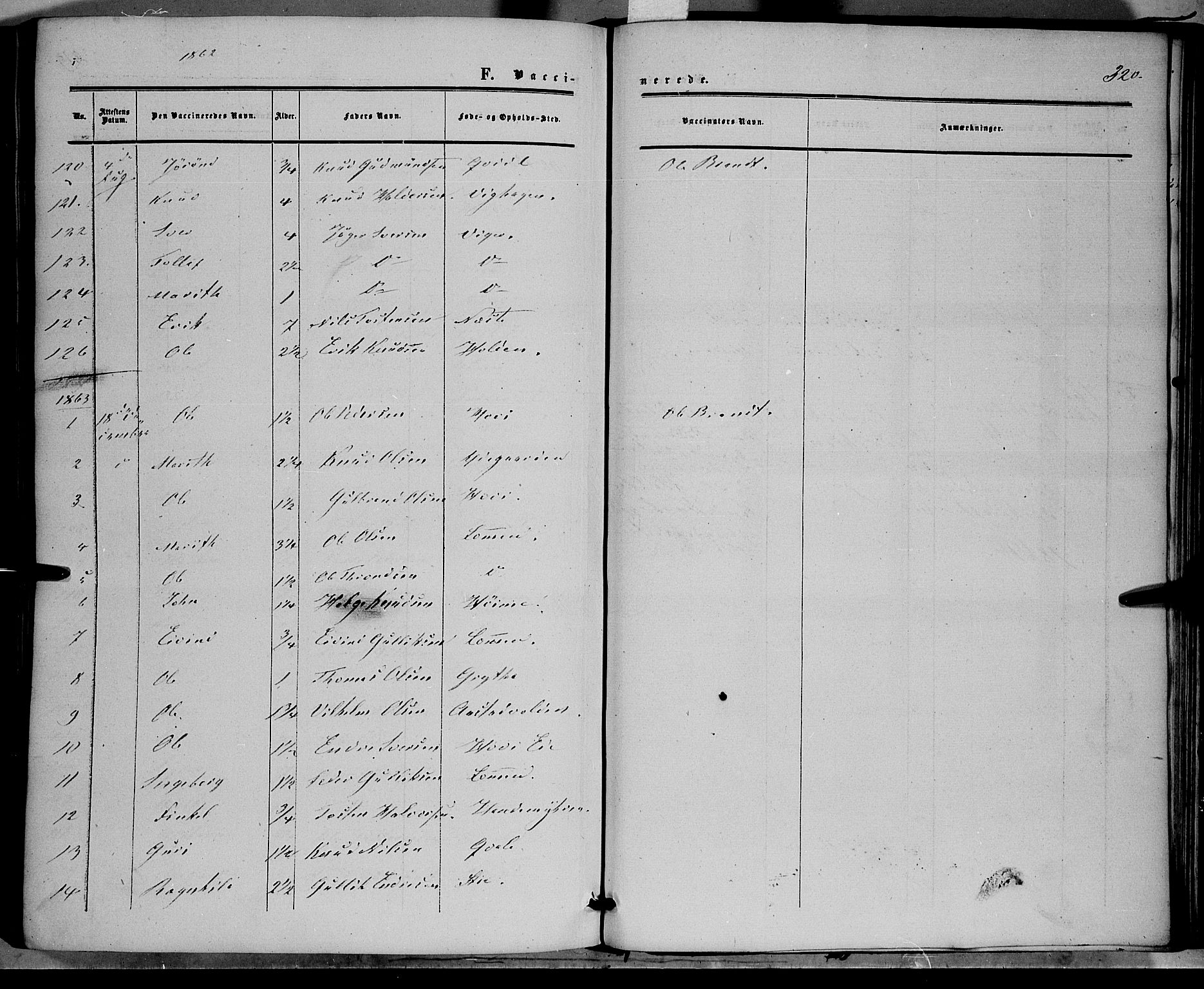 Vestre Slidre prestekontor, SAH/PREST-136/H/Ha/Haa/L0002: Parish register (official) no. 2, 1856-1864, p. 320