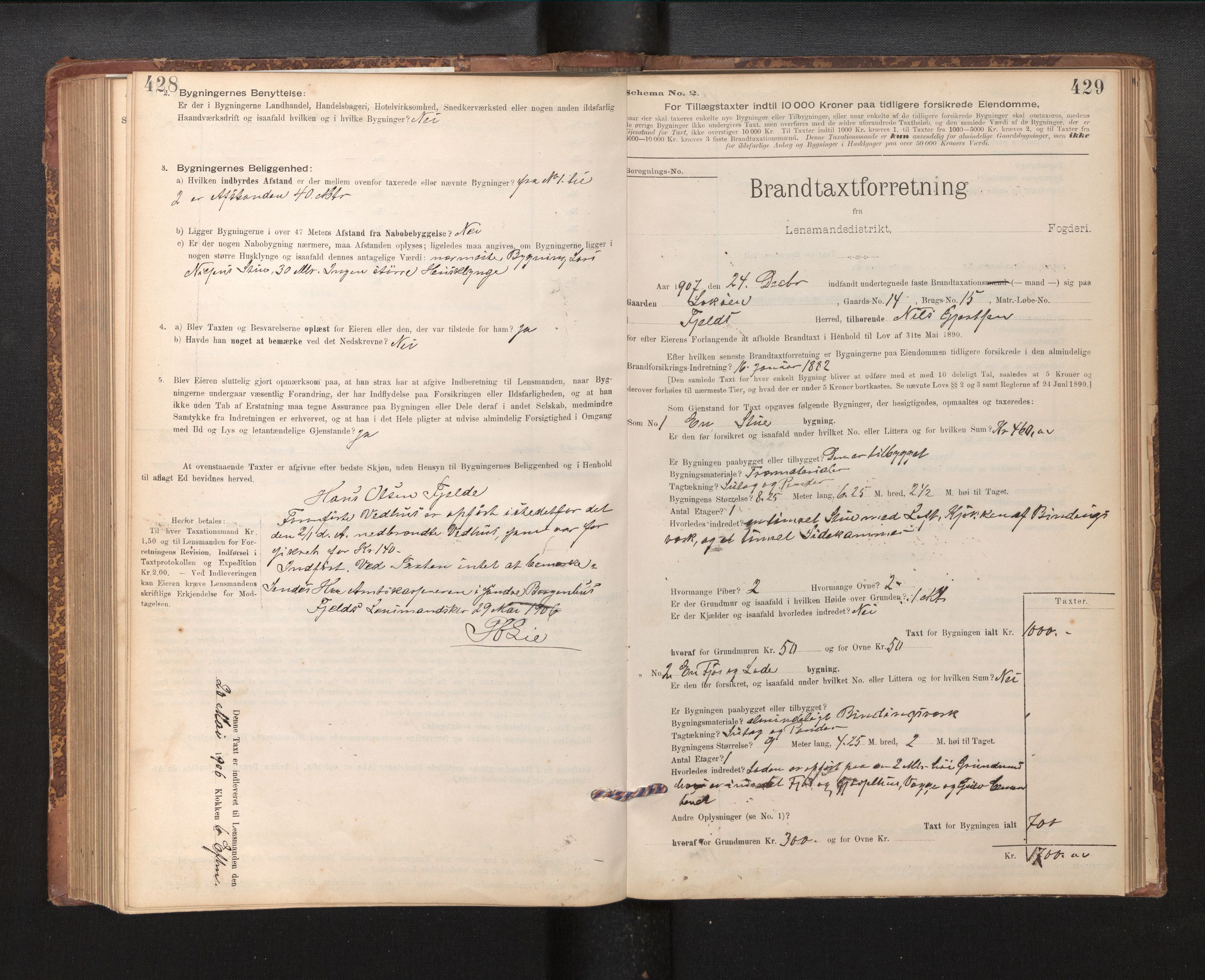 Lensmannen i Fjell, SAB/A-32301/0012/L0005: Branntakstprotokoll, skjematakst, 1895-1931, p. 428-429