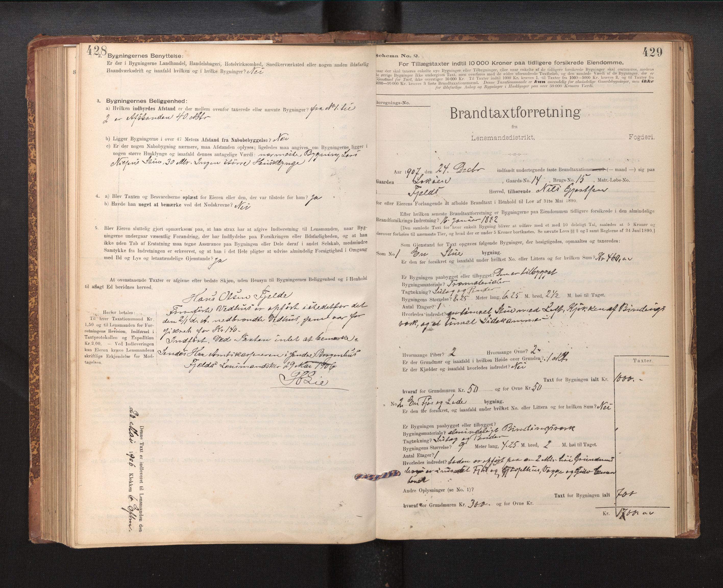 Lensmannen i Fjell, AV/SAB-A-32301/0012/L0005: Branntakstprotokoll, skjematakst, 1895-1931, p. 428-429