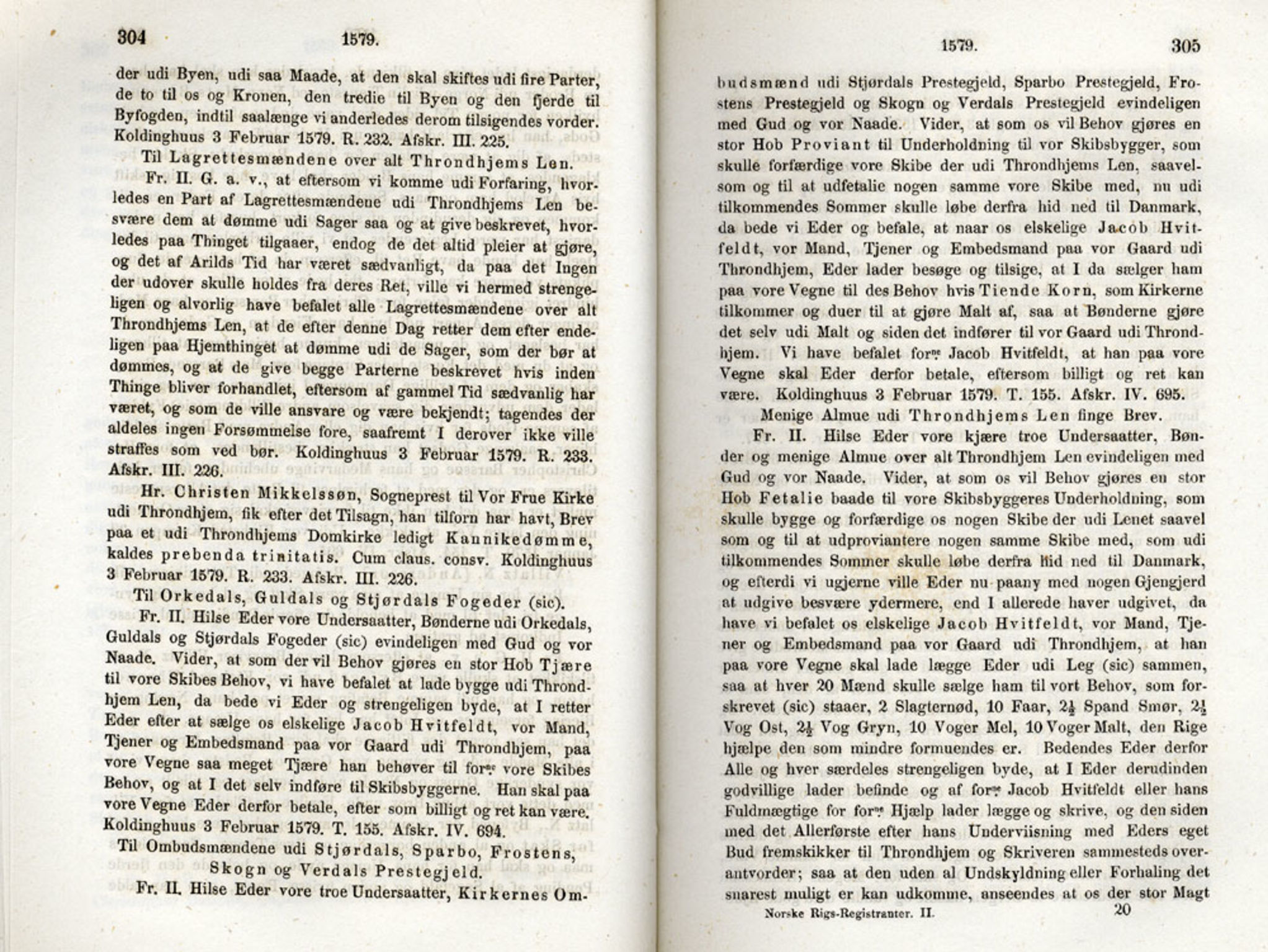 Publikasjoner utgitt av Det Norske Historiske Kildeskriftfond, PUBL/-/-/-: Norske Rigs-Registranter, bind 2, 1572-1588, p. 304-305