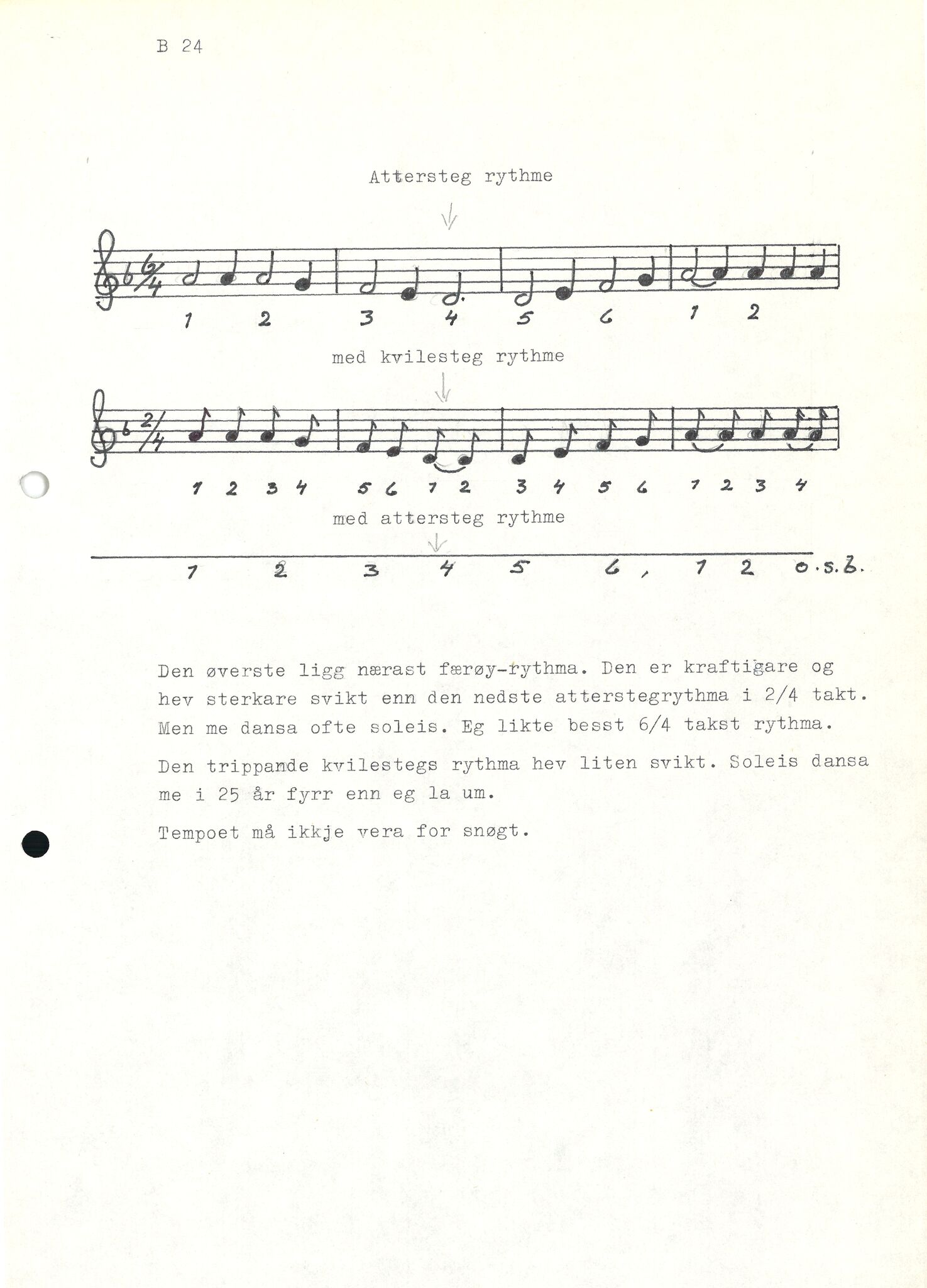 Samling etter Klara Semb, NSFF/KS/B/024: Notar og notat om kvilestegsrytme og atterstegsrytme, p. 4