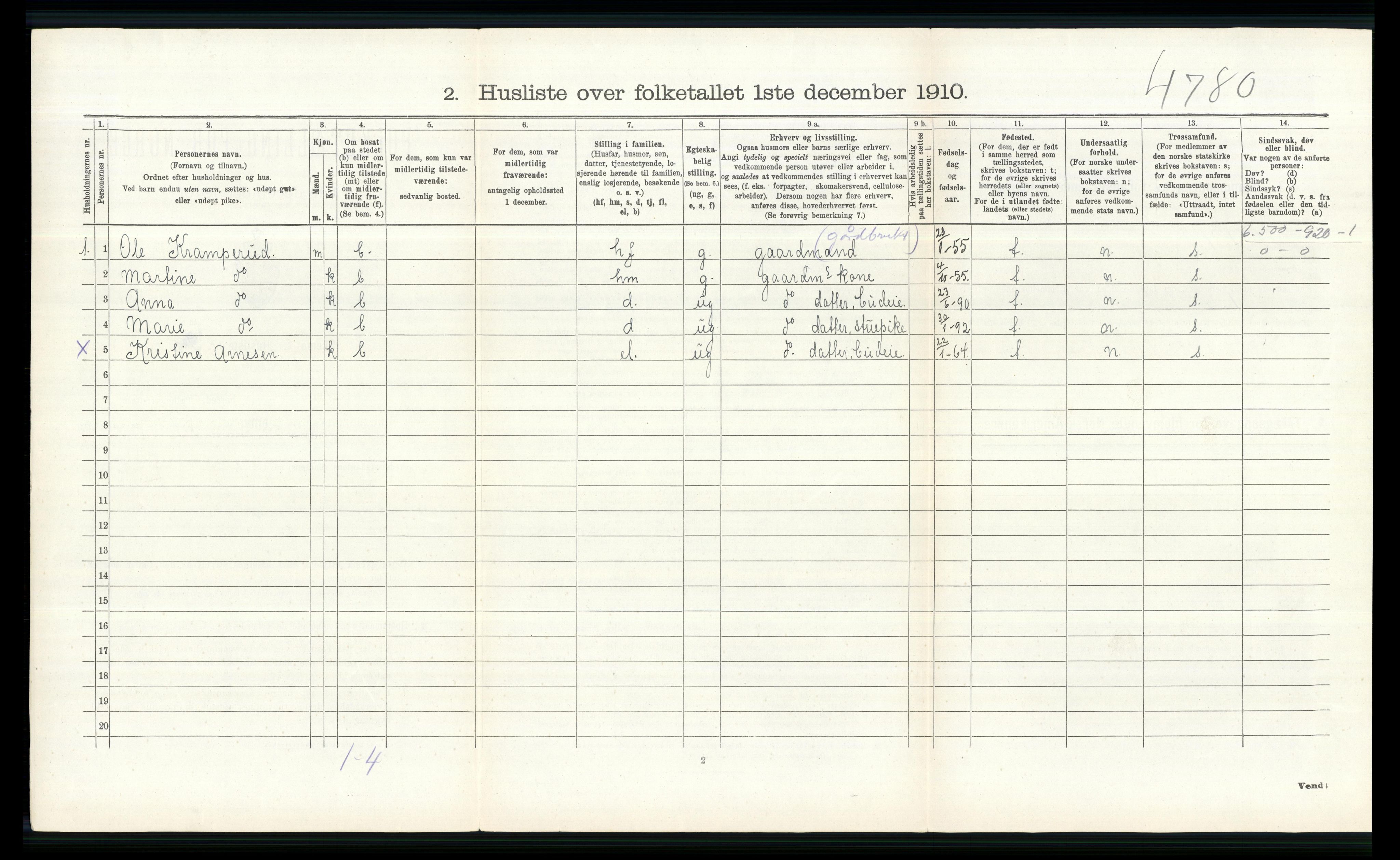 RA, 1910 census for Øyer, 1910, p. 334