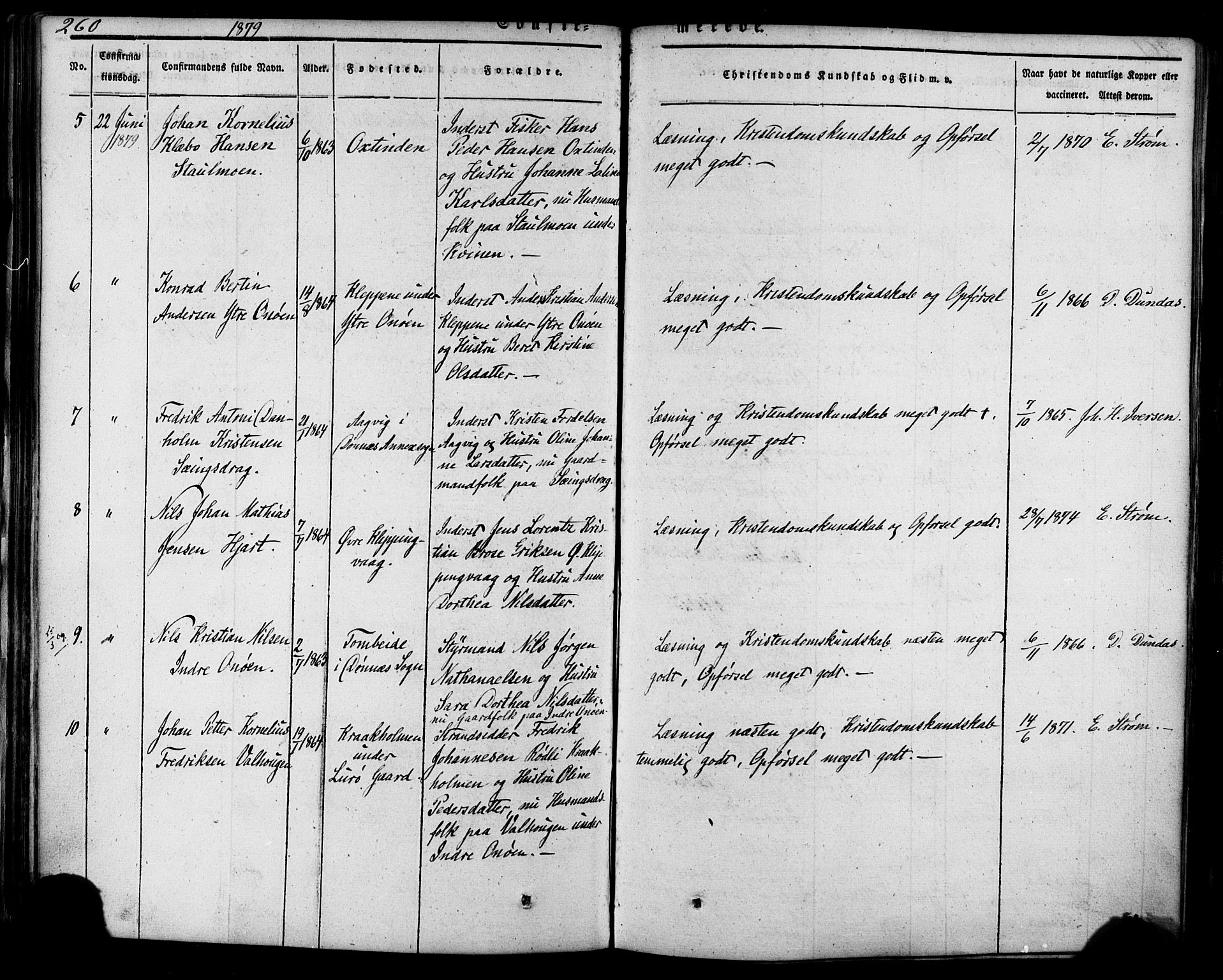 Ministerialprotokoller, klokkerbøker og fødselsregistre - Nordland, SAT/A-1459/839/L0567: Parish register (official) no. 839A04, 1863-1879, p. 260