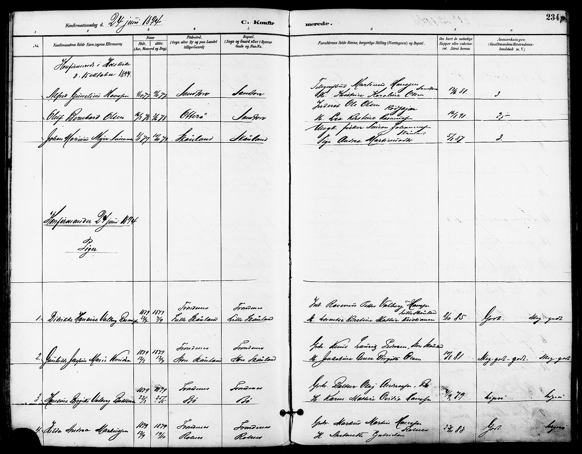 Trondenes sokneprestkontor, SATØ/S-1319/H/Ha/L0016kirke: Parish register (official) no. 16, 1890-1898, p. 234