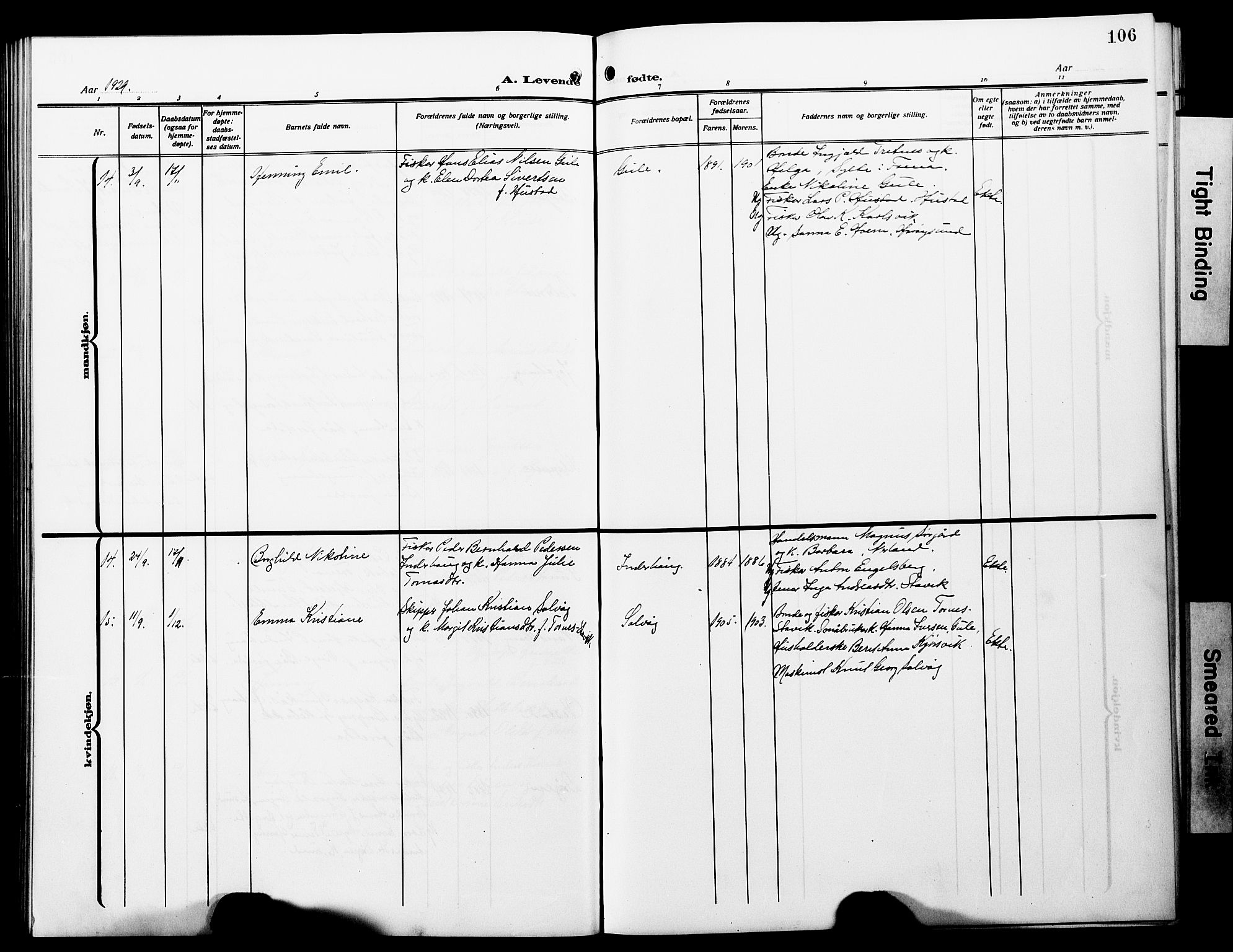 Ministerialprotokoller, klokkerbøker og fødselsregistre - Møre og Romsdal, SAT/A-1454/566/L0774: Parish register (copy) no. 566C03, 1910-1929, p. 106