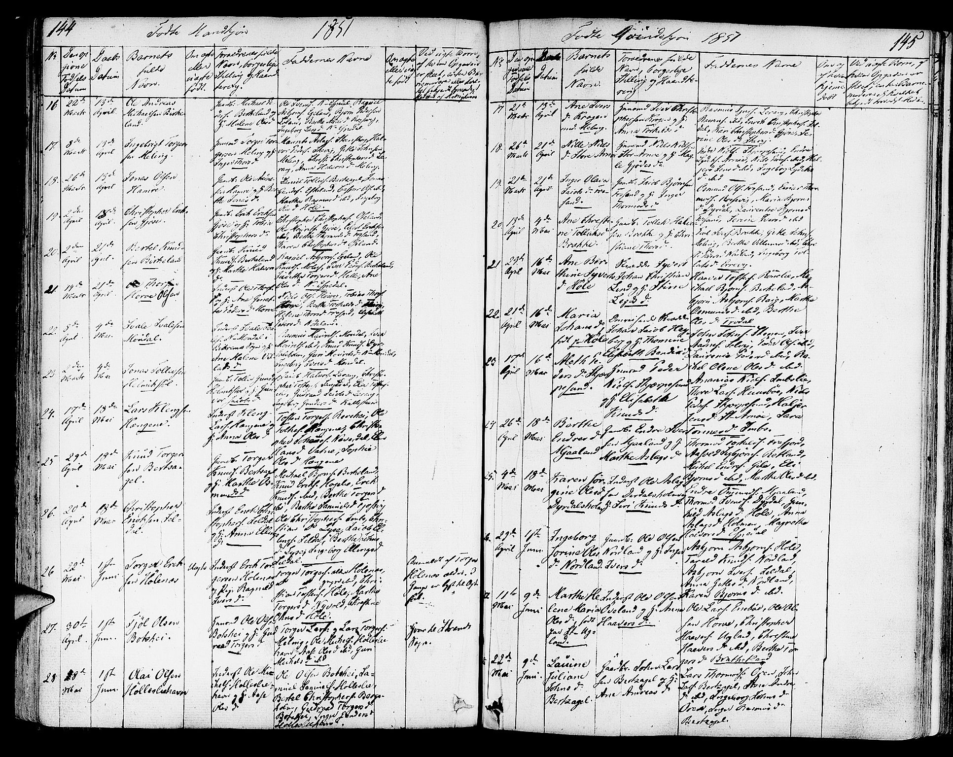 Strand sokneprestkontor, AV/SAST-A-101828/H/Ha/Haa/L0005: Parish register (official) no. A 5, 1833-1854, p. 144-145