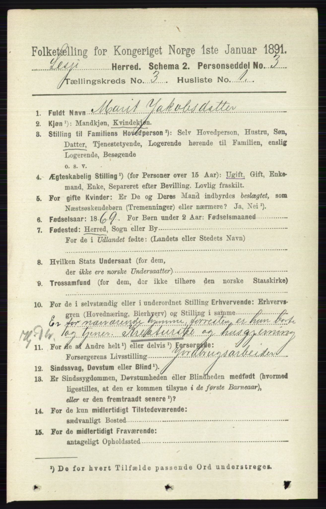 RA, 1891 census for 0512 Lesja, 1891, p. 634