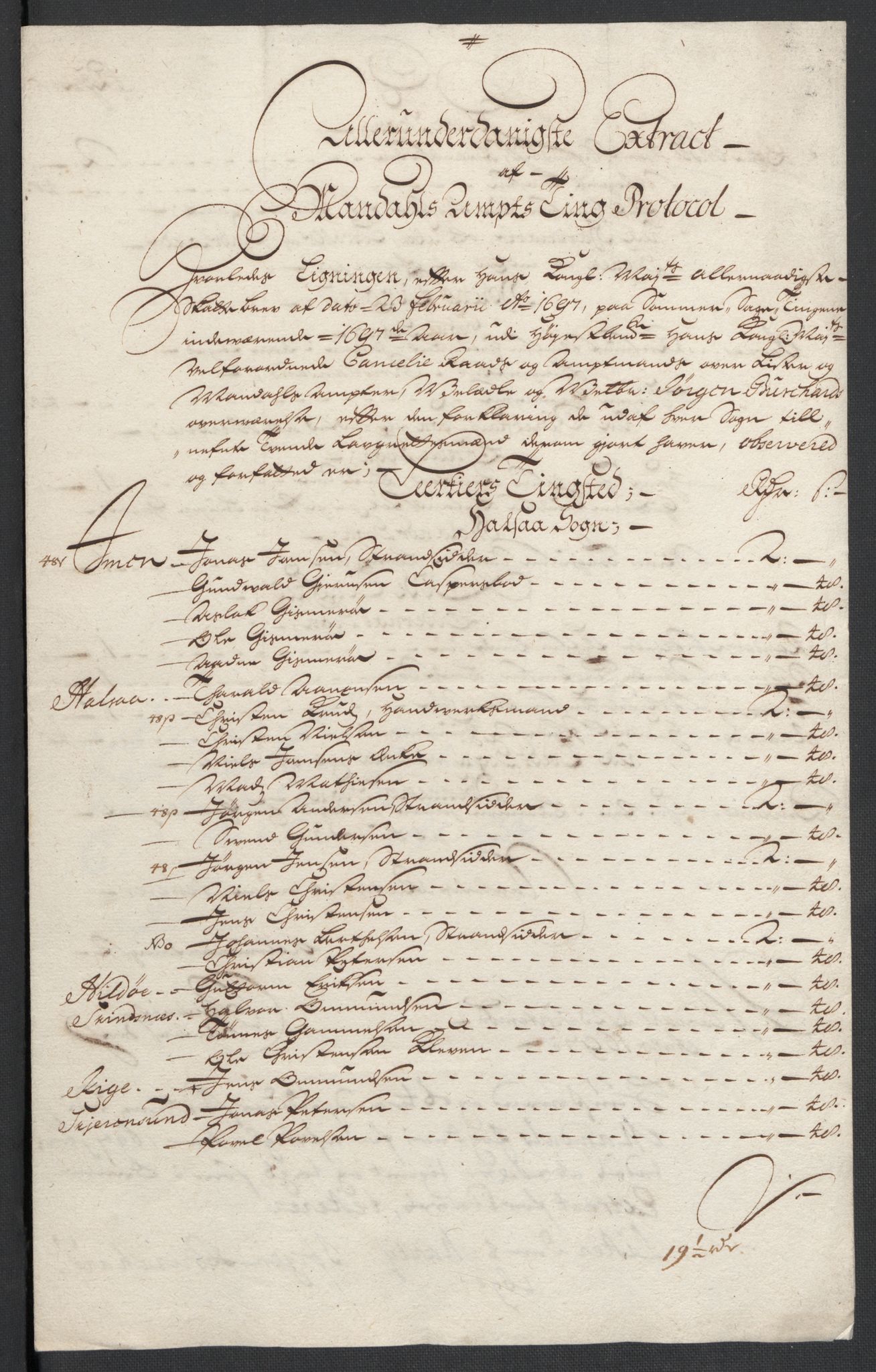 Rentekammeret inntil 1814, Reviderte regnskaper, Fogderegnskap, RA/EA-4092/R43/L2546: Fogderegnskap Lista og Mandal, 1696-1697, p. 225