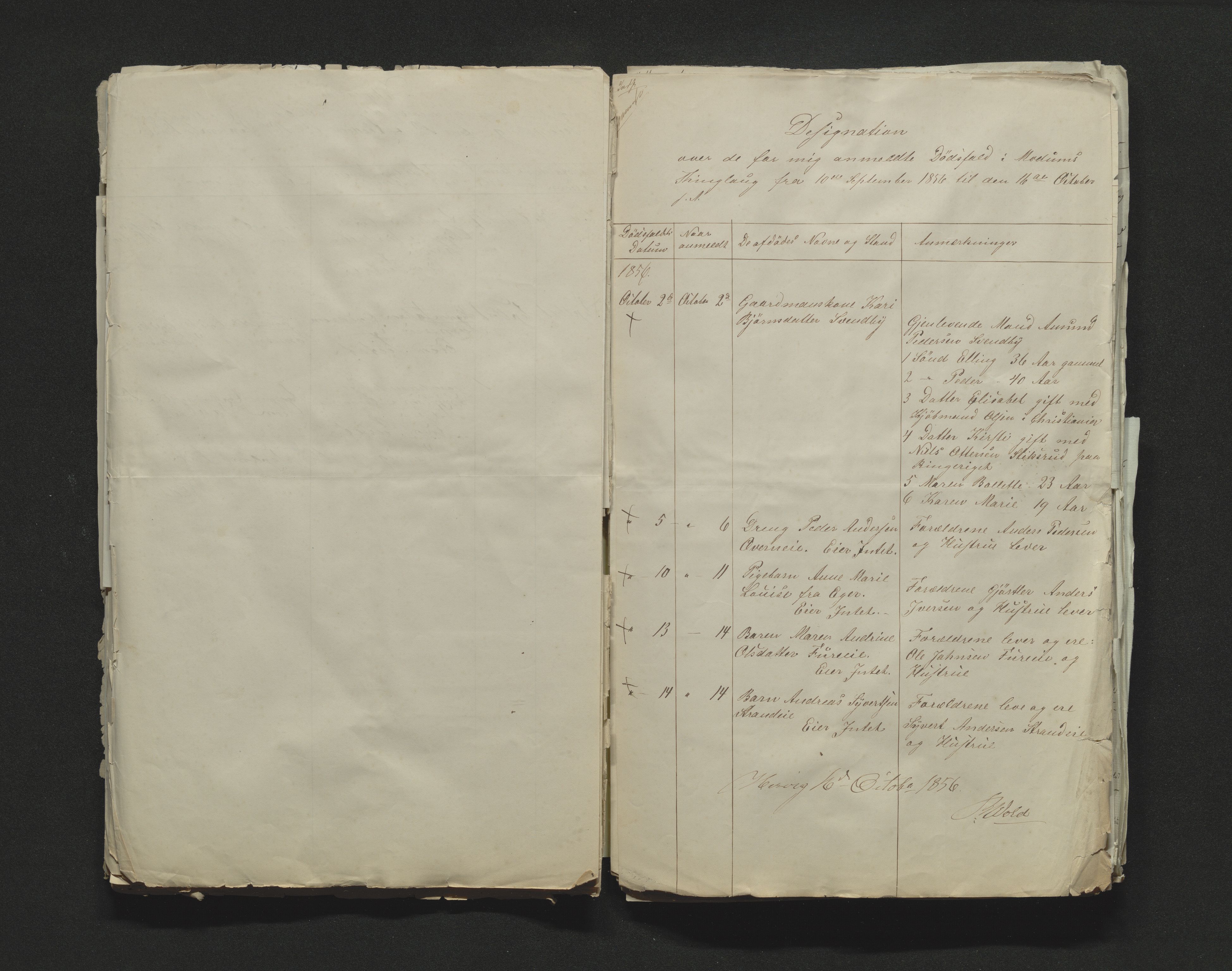 Eiker, Modum og Sigdal sorenskriveri, AV/SAKO-A-123/H/Ha/Hab/L0009: Dødsfallsmeldinger, 1854-1857, p. 321