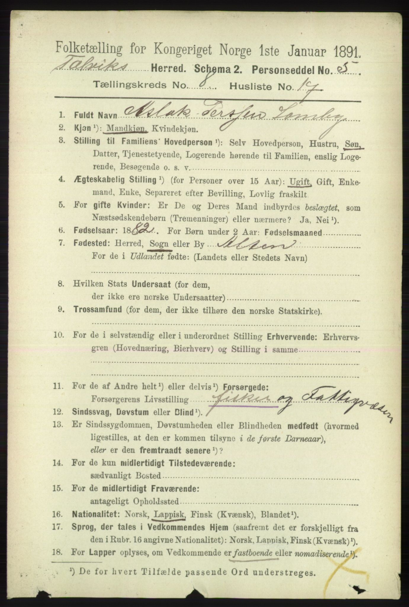 RA, 1891 census for 2013 Talvik, 1891, p. 2139