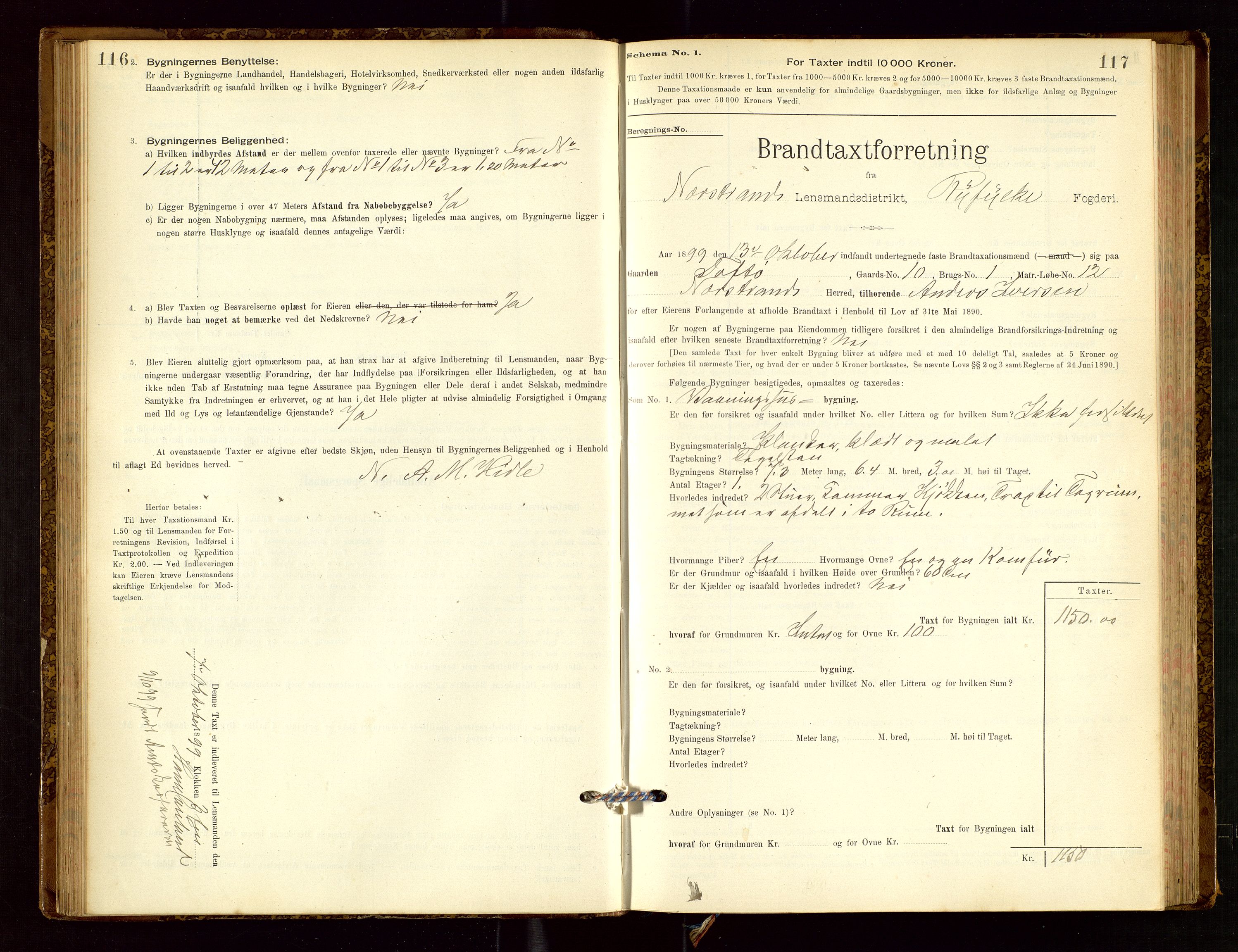 Nedstrand lensmannskontor, AV/SAST-A-100236/Gob/L0001: "Brandtaxationsprotokol for Nerstrand Lensmandsdistrikt Ryfylke fogderi", 1895-1915, p. 116-117