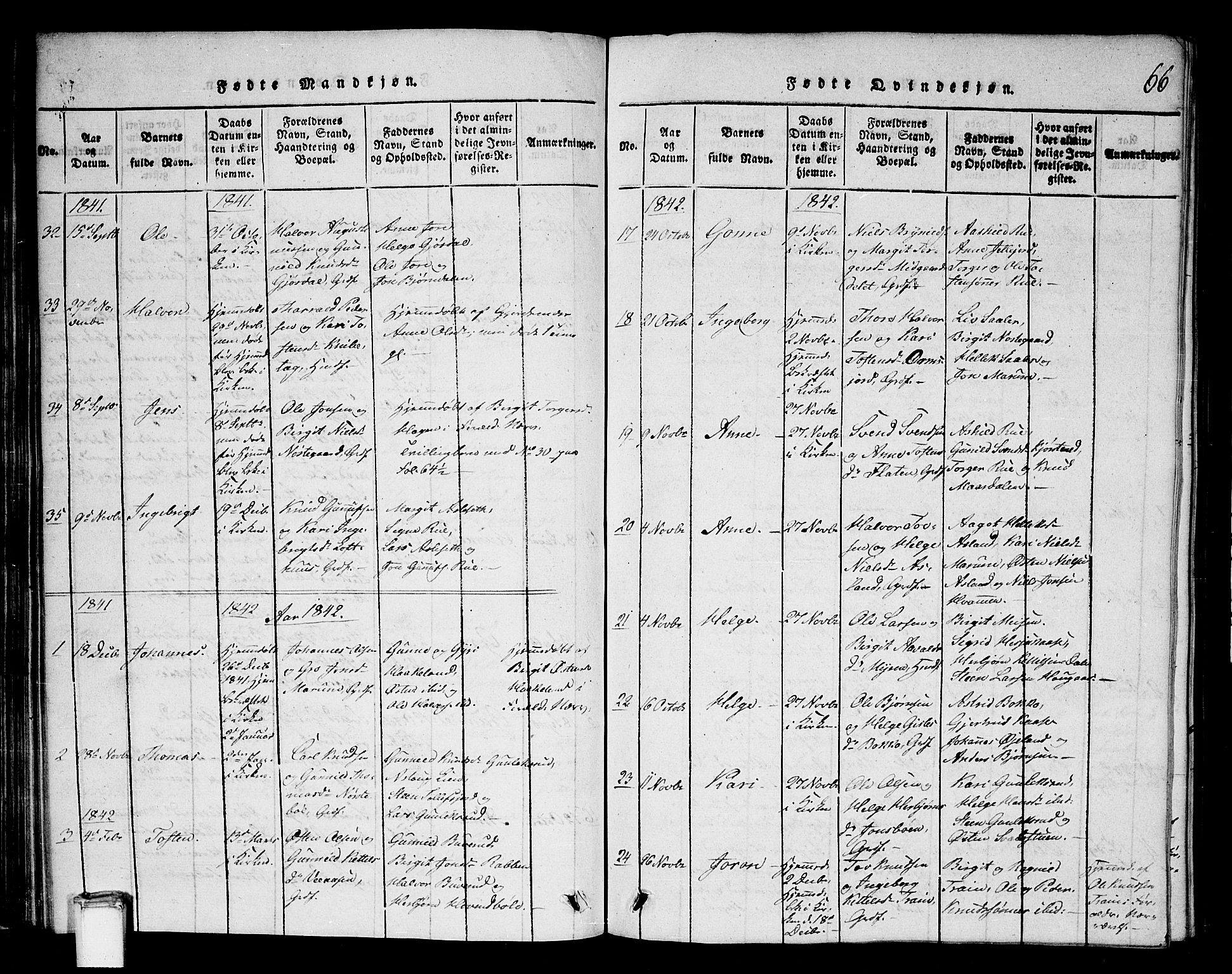 Tinn kirkebøker, AV/SAKO-A-308/G/Gb/L0001: Parish register (copy) no. II 1 /2, 1837-1850, p. 66