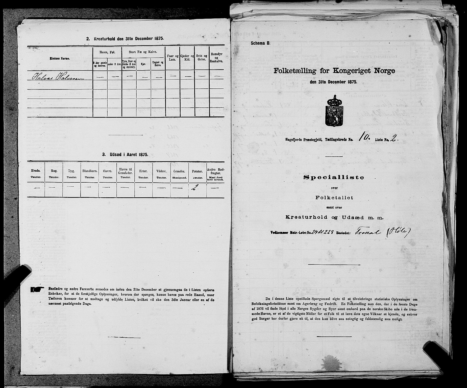 SAST, 1875 census for 1128P Høgsfjord, 1875, p. 776