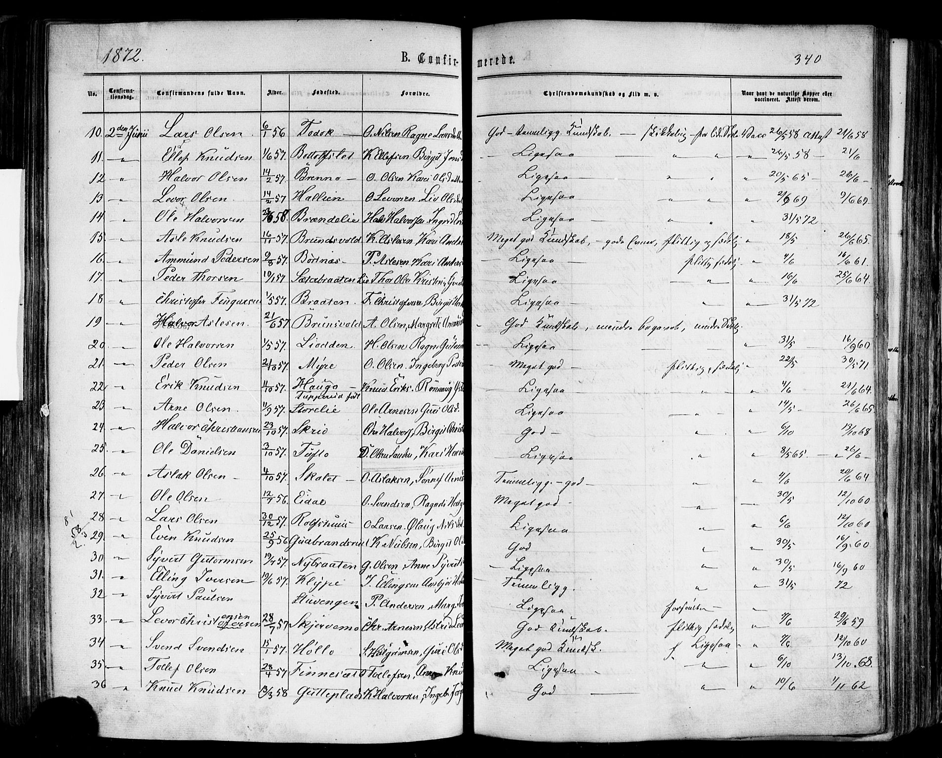 Nes kirkebøker, AV/SAKO-A-236/F/Fa/L0010: Parish register (official) no. 10, 1864-1880, p. 340