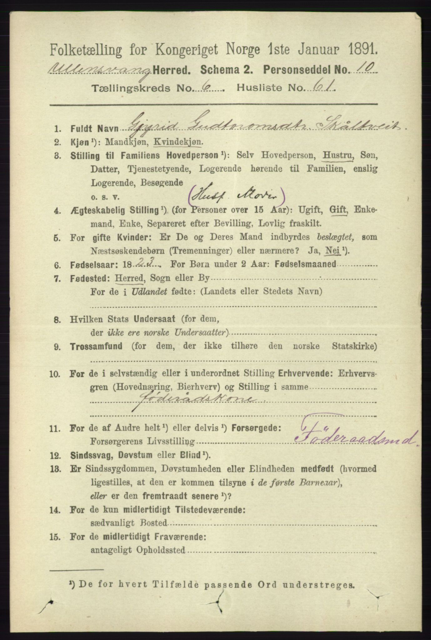 RA, 1891 census for 1230 Ullensvang, 1891, p. 2298