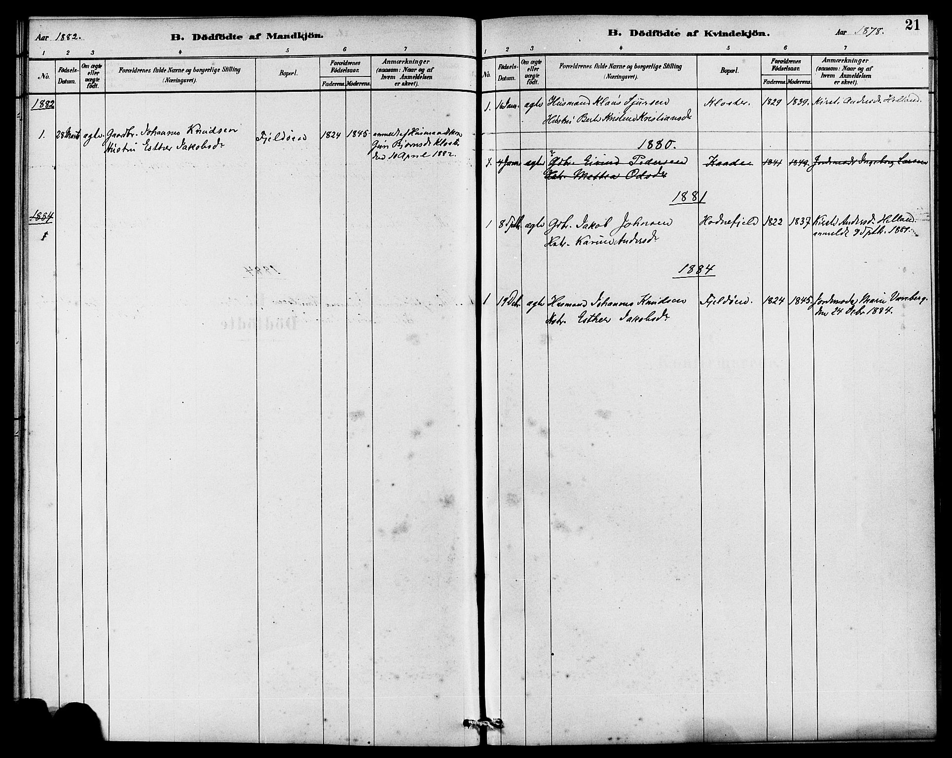 Rennesøy sokneprestkontor, AV/SAST-A -101827/H/Ha/Haa/L0010: Parish register (official) no. A 10, 1878-1890, p. 21