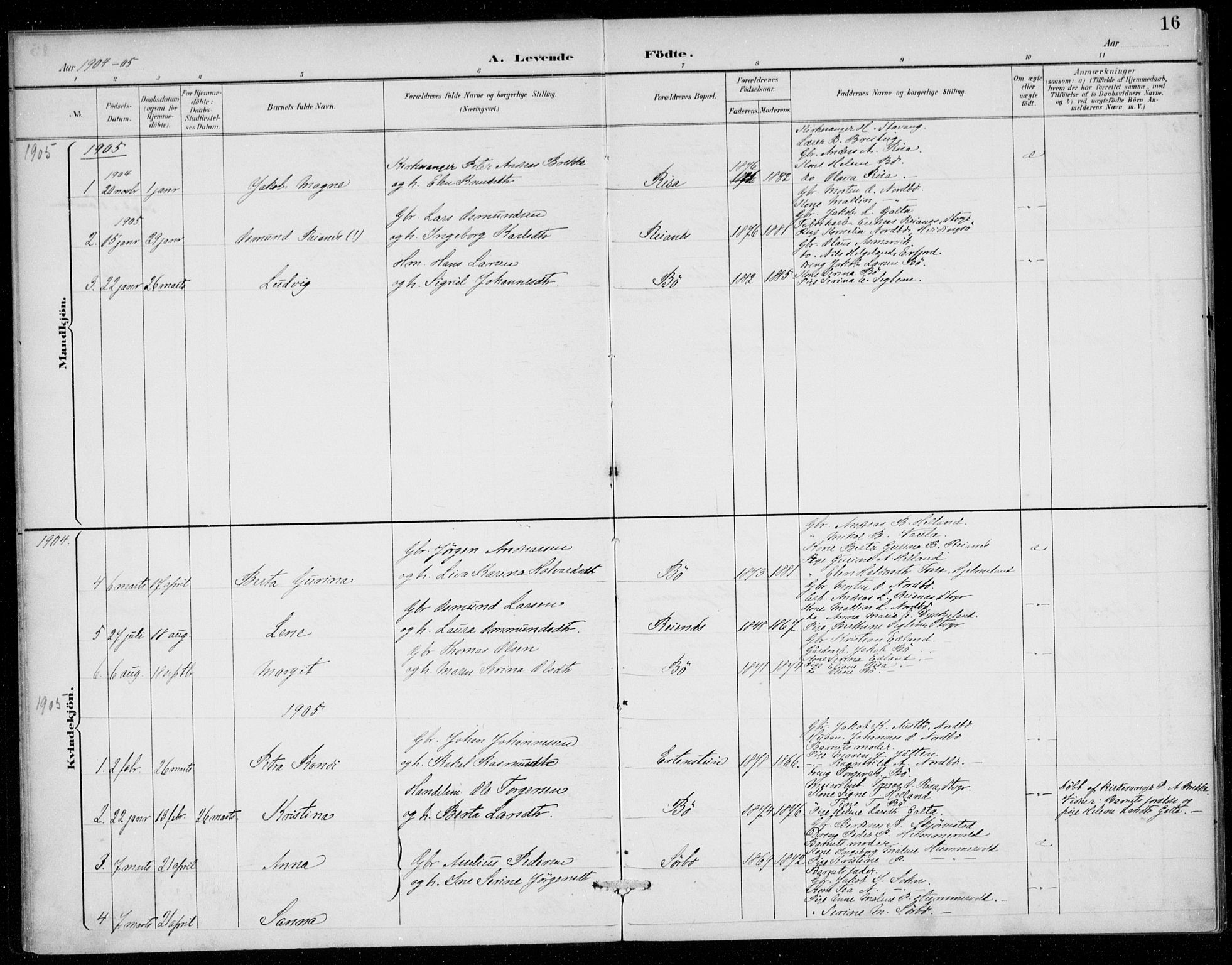 Rennesøy sokneprestkontor, AV/SAST-A -101827/H/Ha/Haa/L0016: Parish register (official) no. A 16, 1891-1924, p. 16