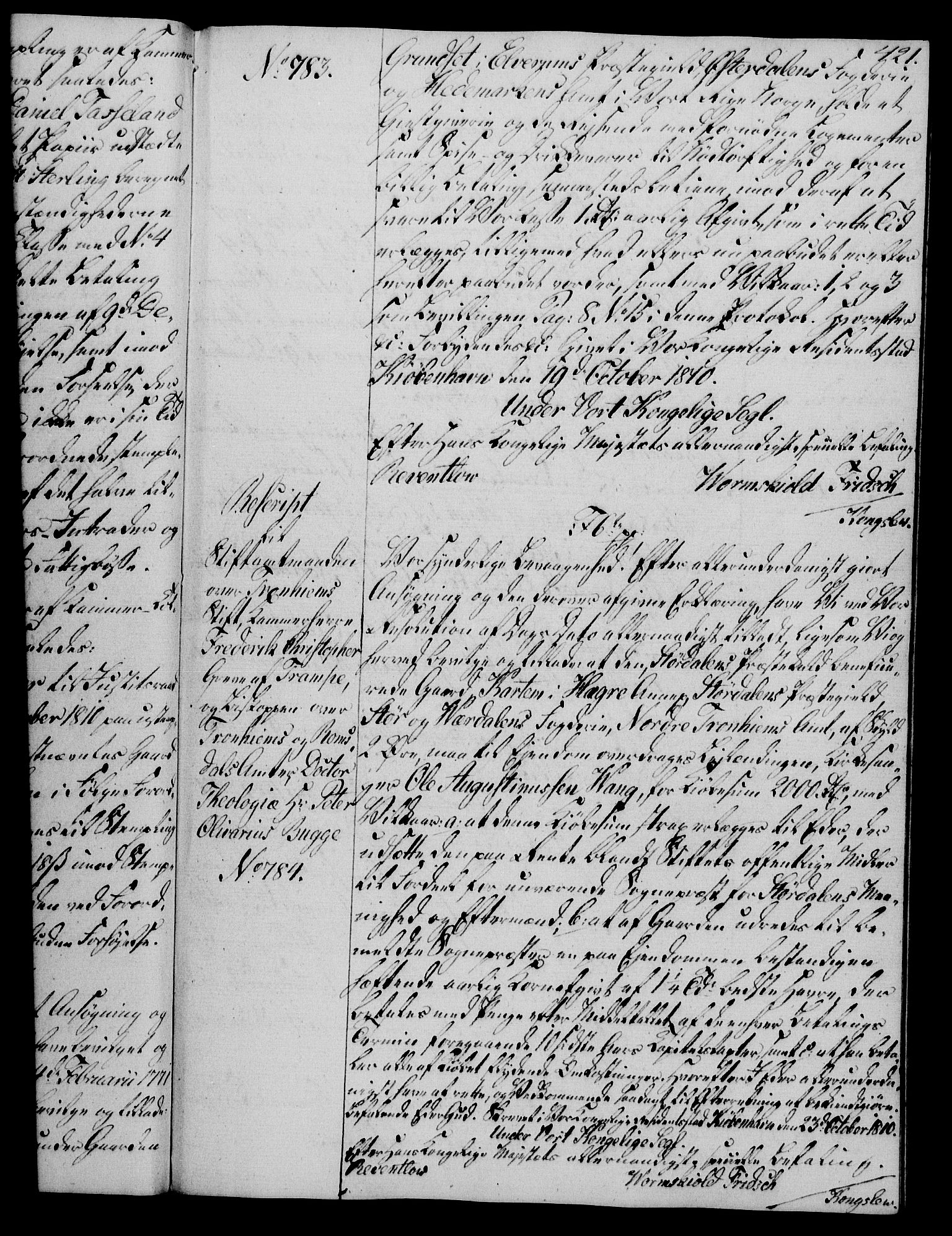 Rentekammeret, Kammerkanselliet, AV/RA-EA-3111/G/Gg/Gga/L0019: Norsk ekspedisjonsprotokoll med register (merket RK 53.19), 1807-1810, p. 421