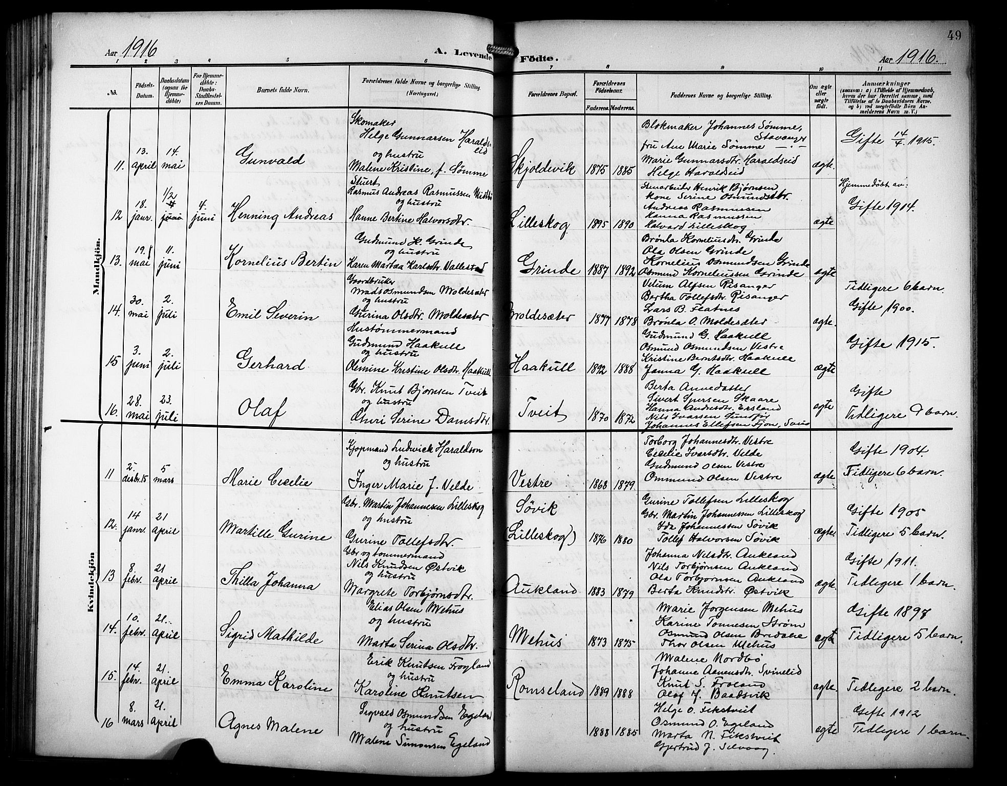 Skjold sokneprestkontor, AV/SAST-A-101847/H/Ha/Hab/L0008: Parish register (copy) no. B 8, 1906-1920, p. 49