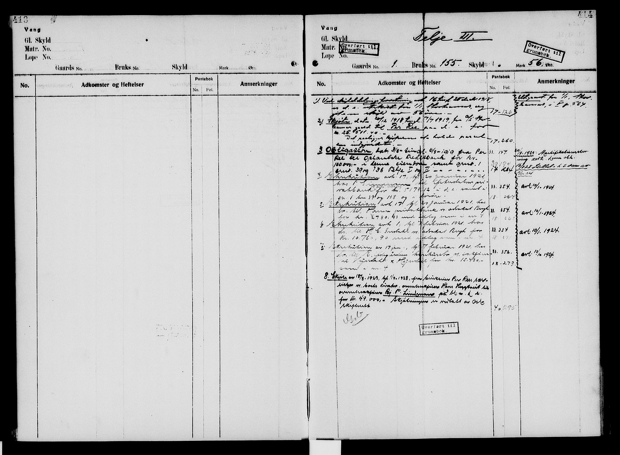 Nord-Hedmark sorenskriveri, SAH/TING-012/H/Ha/Had/Hade/L0005: Mortgage register no. 4.5, 1916-1940, p. 413-414