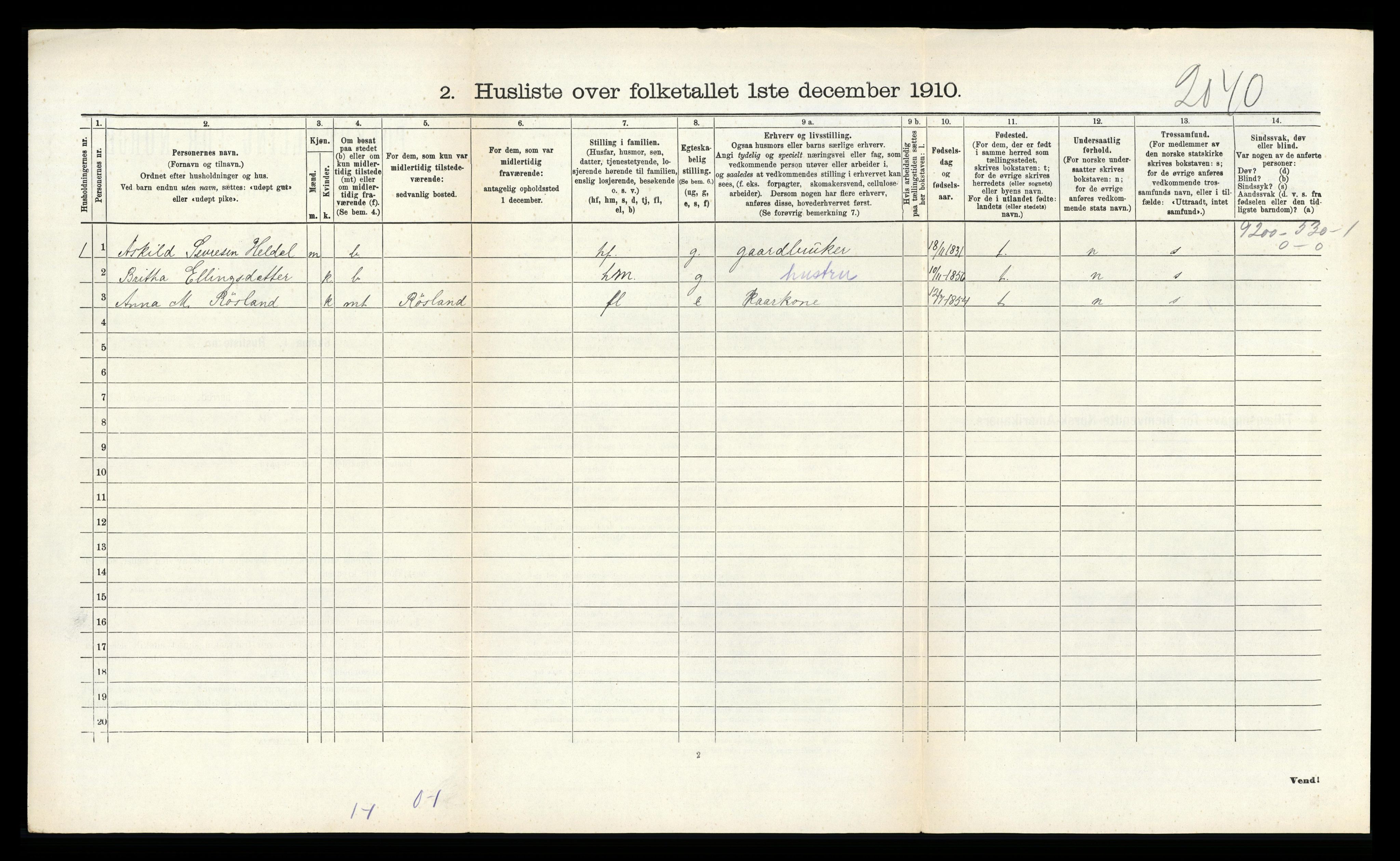 RA, 1910 census for Hosanger, 1910, p. 165