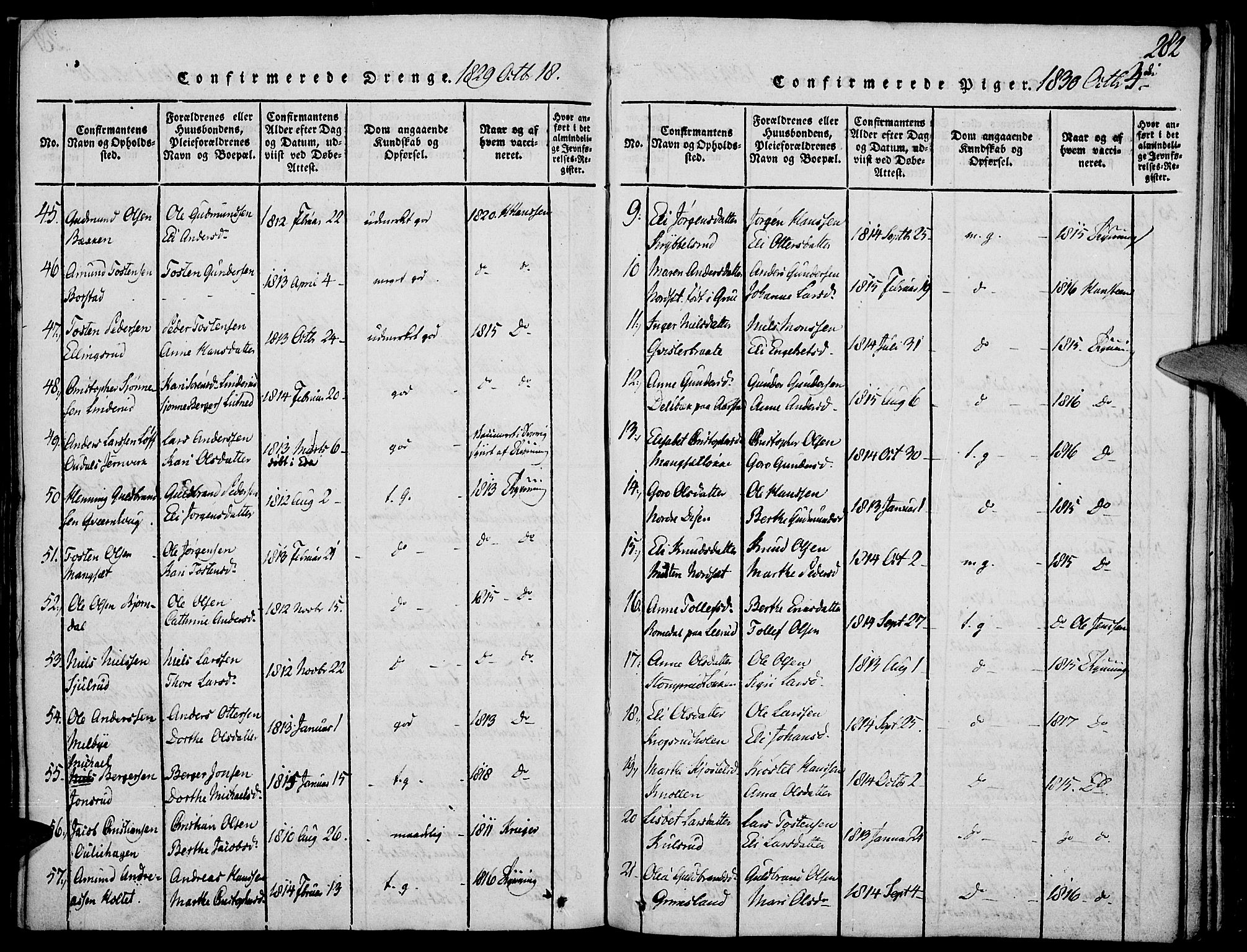 Strøm-Odalen prestekontor, AV/SAH-PREST-028/H/Ha/Haa/L0006: Parish register (official) no. 6, 1814-1850, p. 282