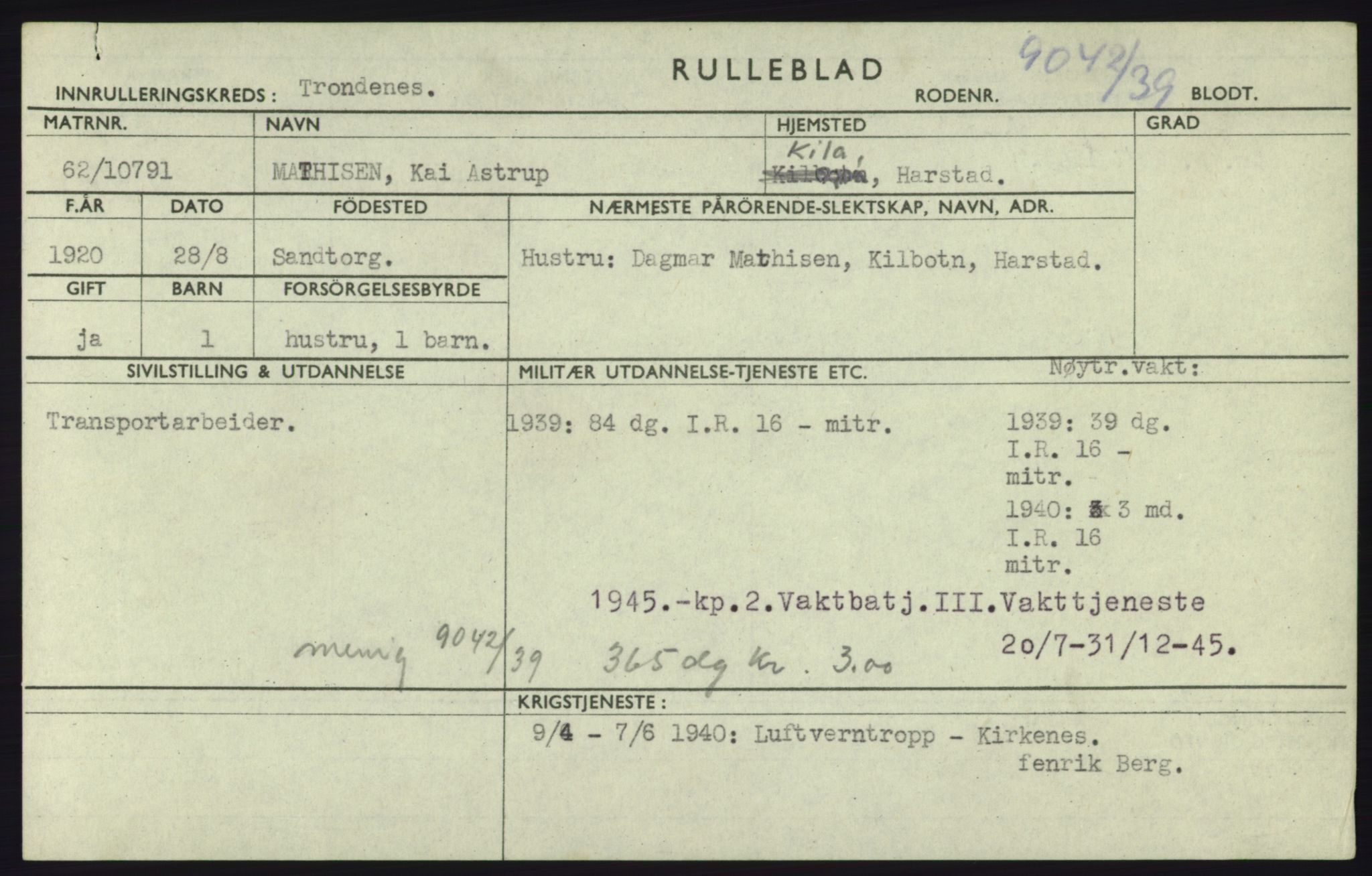 Forsvaret, Troms infanteriregiment nr. 16, AV/RA-RAFA-3146/P/Pa/L0023: Rulleblad for regimentets menige mannskaper, årsklasse 1939, 1939, p. 863