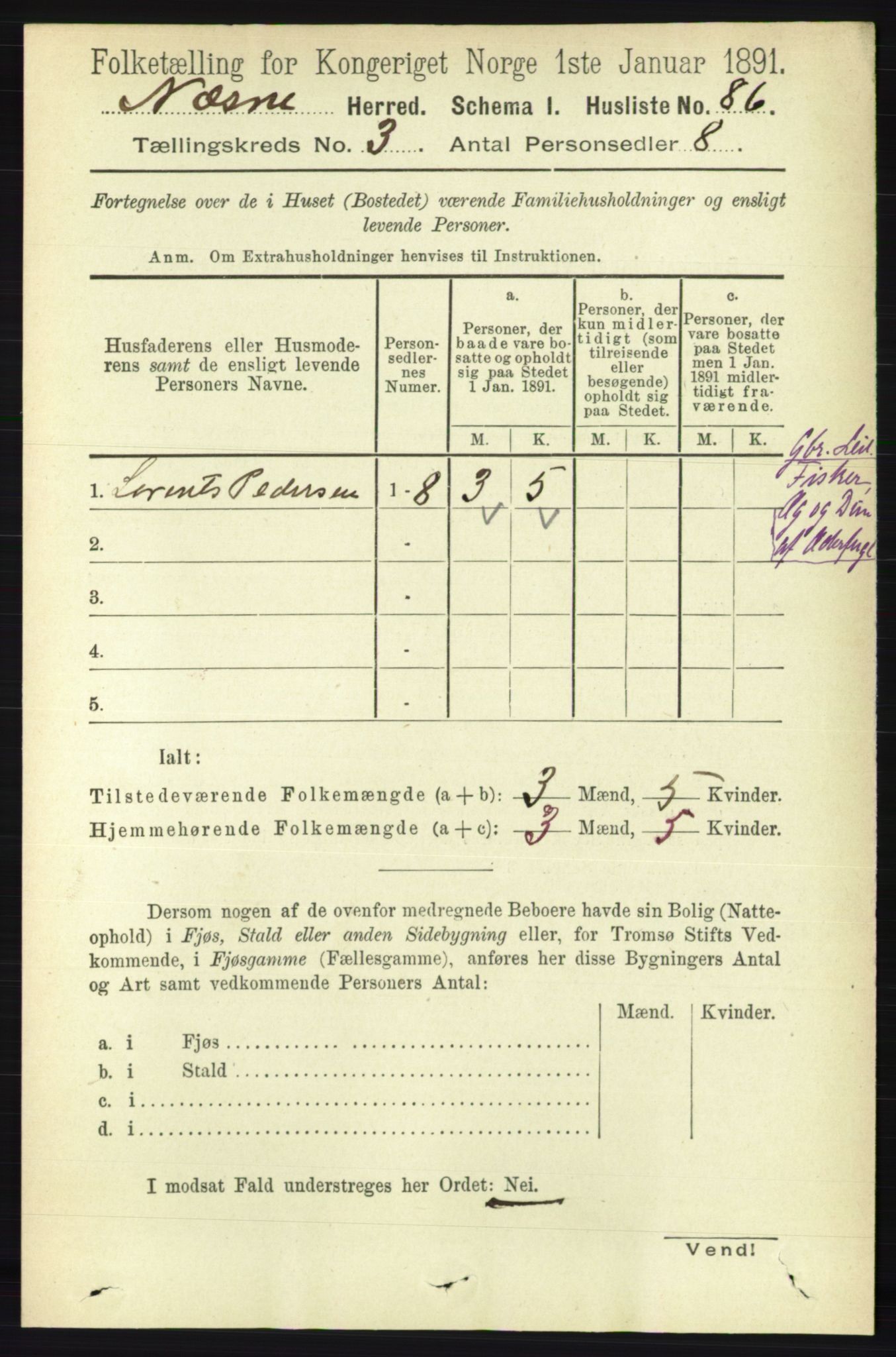 RA, 1891 census for 1828 Nesna, 1891, p. 1494