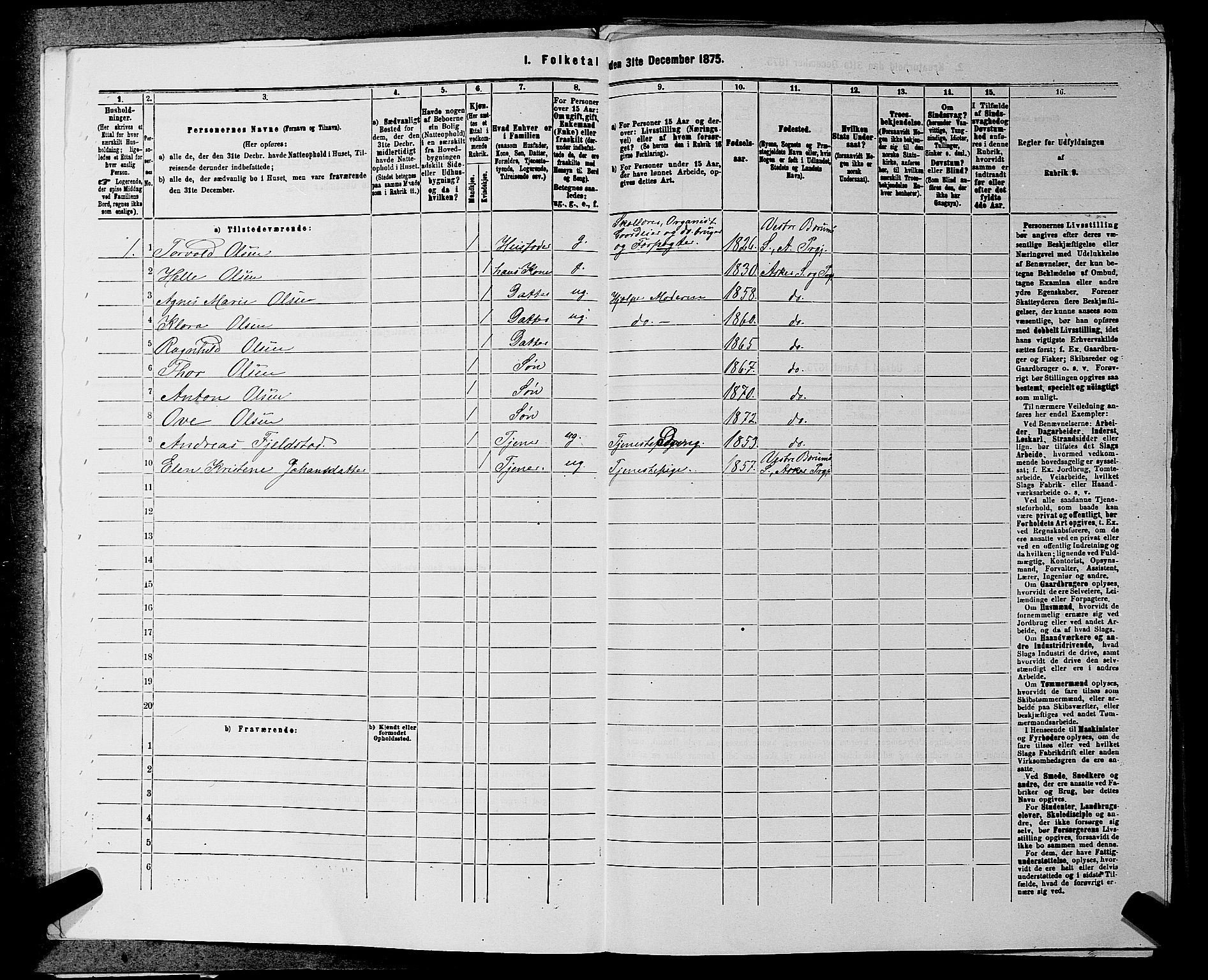 RA, 1875 census for 0220P Asker, 1875, p. 76