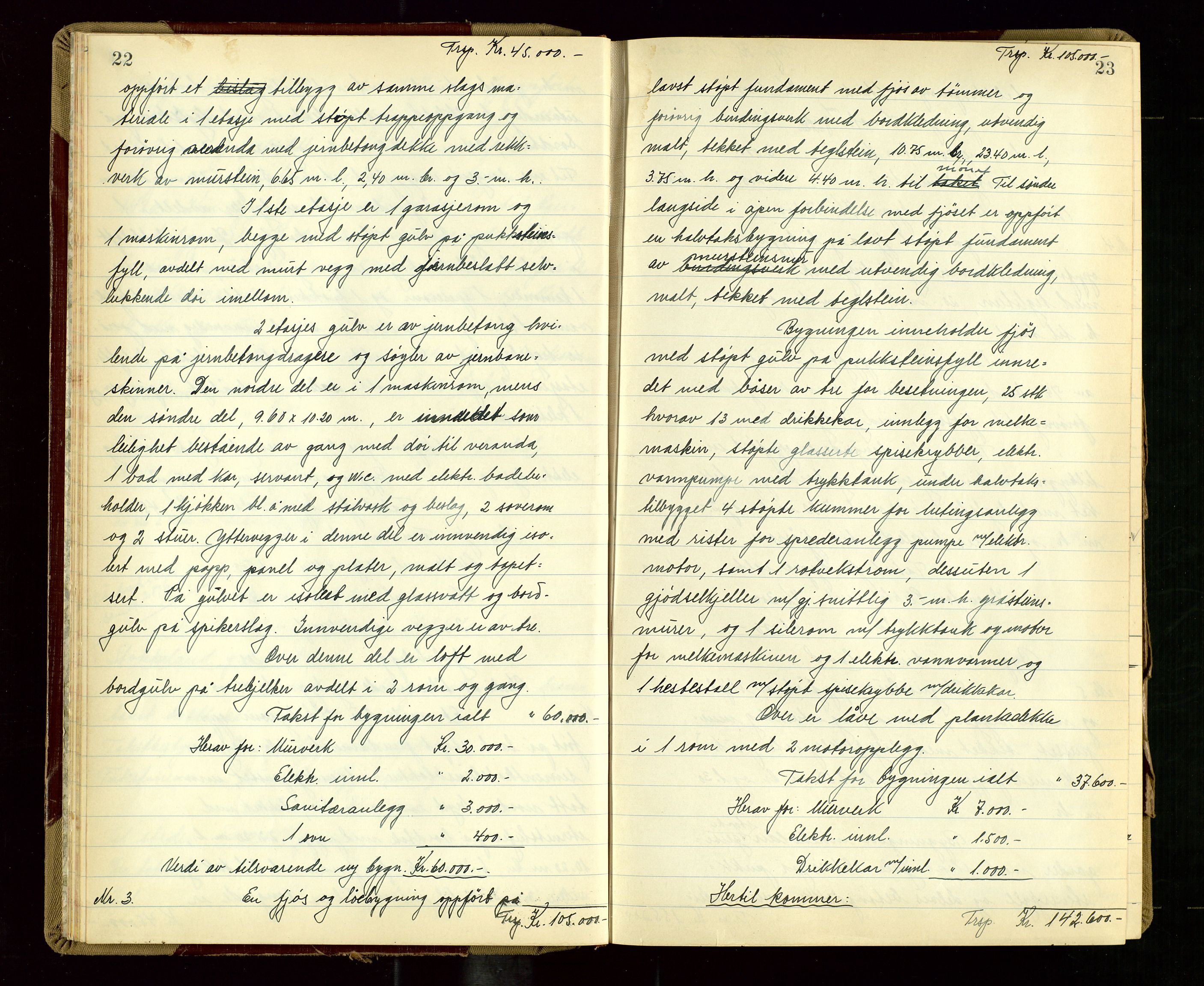 Eigersund lensmannskontor, AV/SAST-A-100171/Goa/L0013: "Branntakstprotokoll", 1954-1955, p. 22-23
