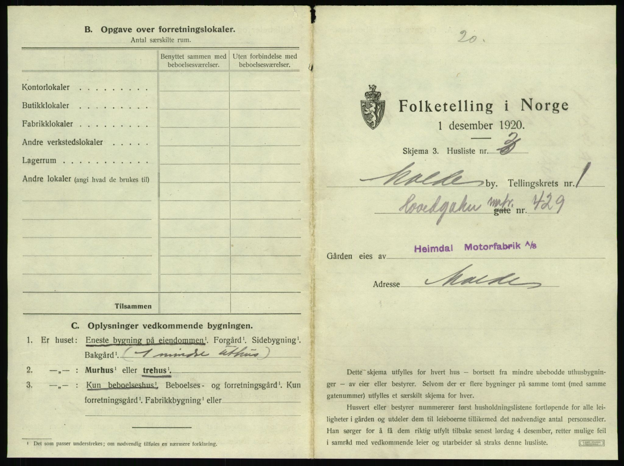 SAT, 1920 census for Molde, 1920, p. 29