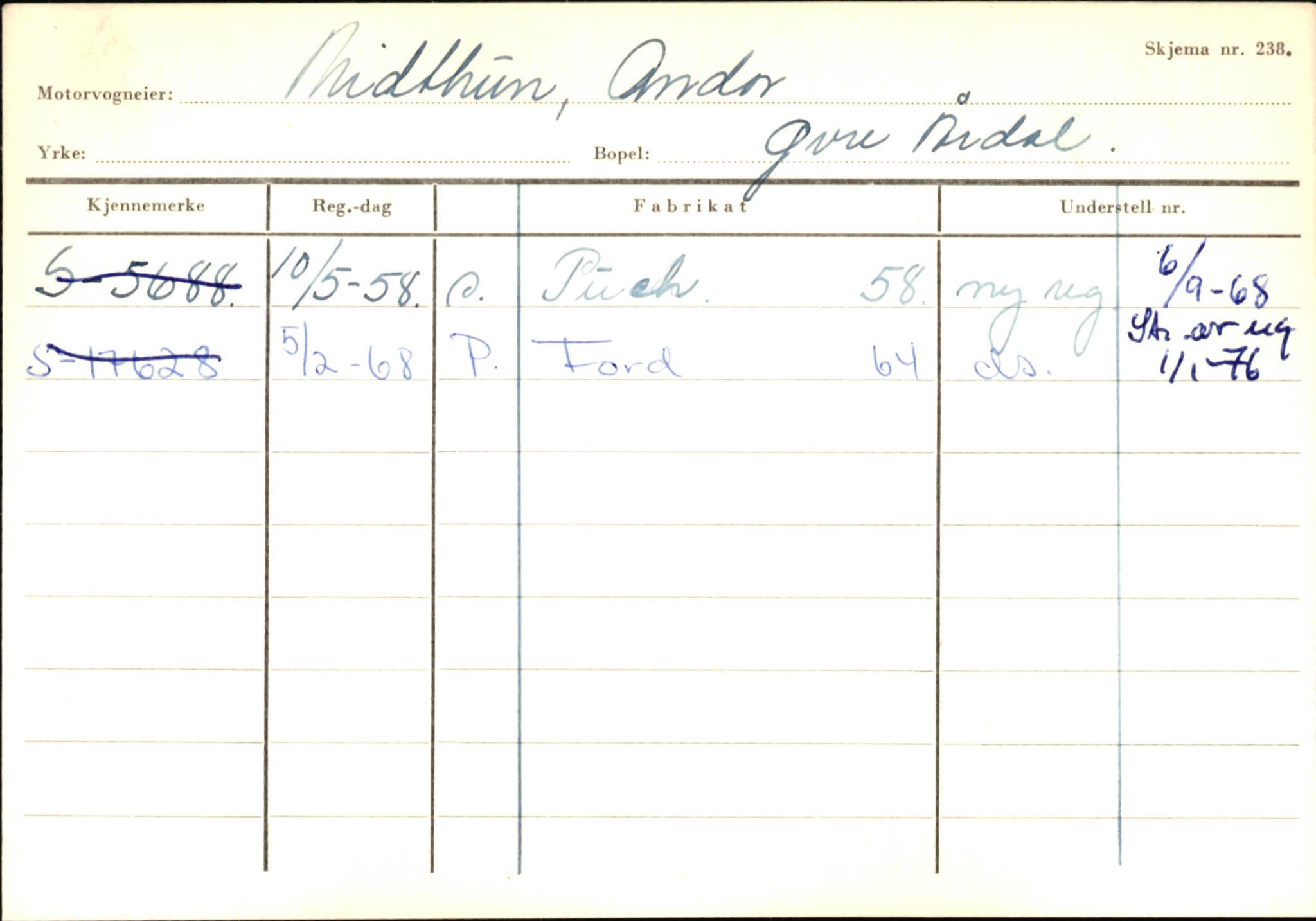 Statens vegvesen, Sogn og Fjordane vegkontor, AV/SAB-A-5301/4/F/L0145: Registerkort Vågsøy S-Å. Årdal I-P, 1945-1975, p. 1689