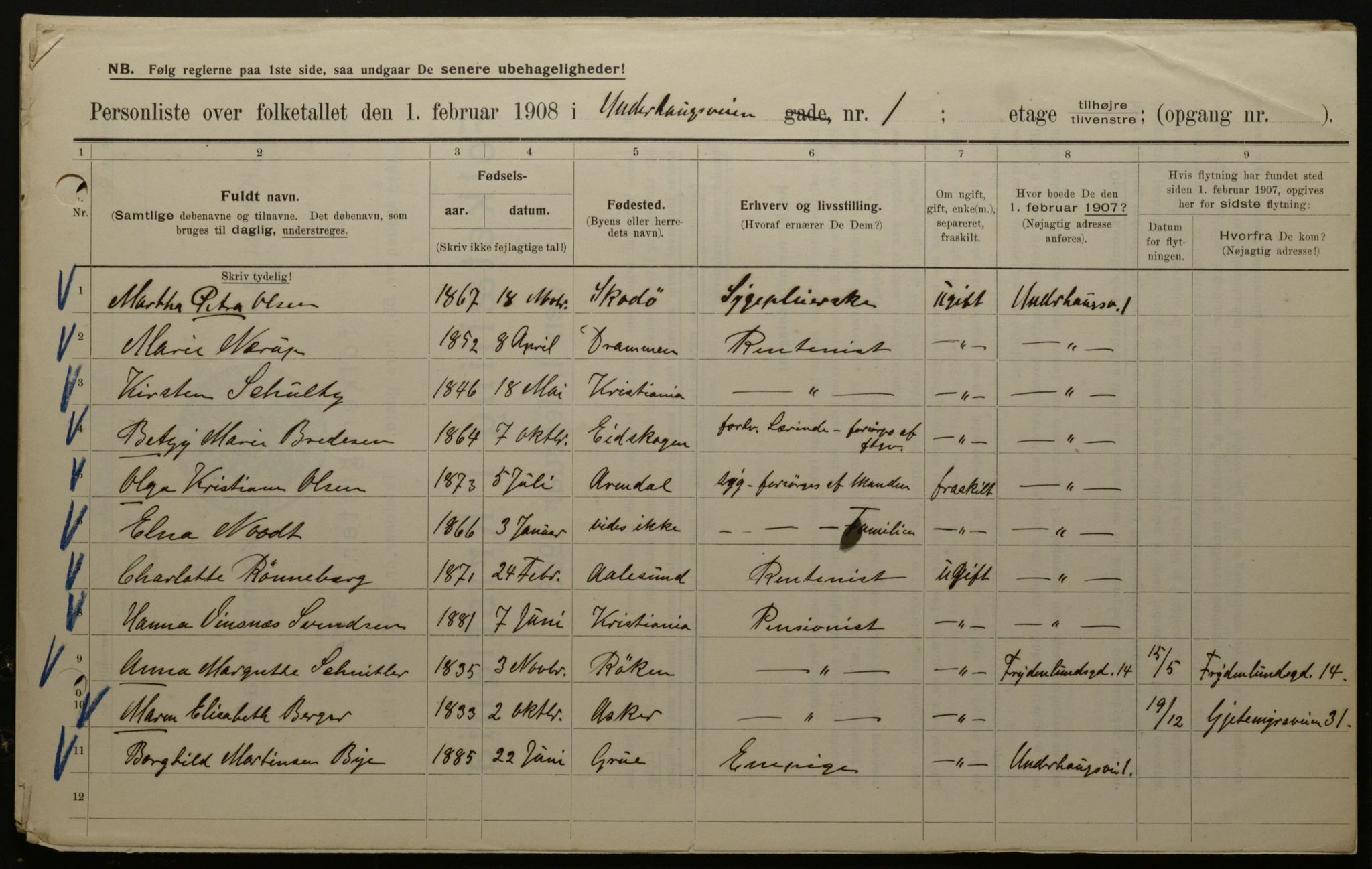 OBA, Municipal Census 1908 for Kristiania, 1908, p. 107490