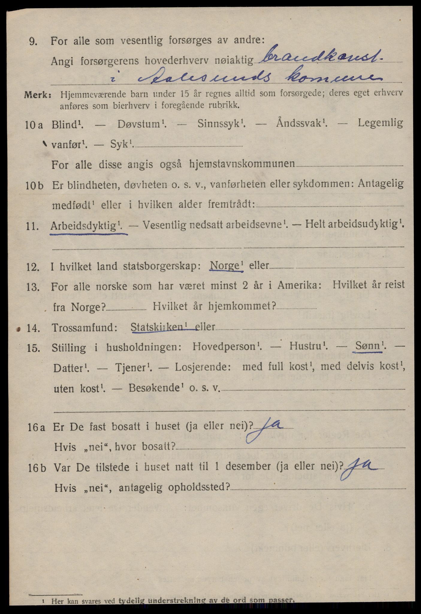 SAT, 1920 census for Ålesund, 1920, p. 36371